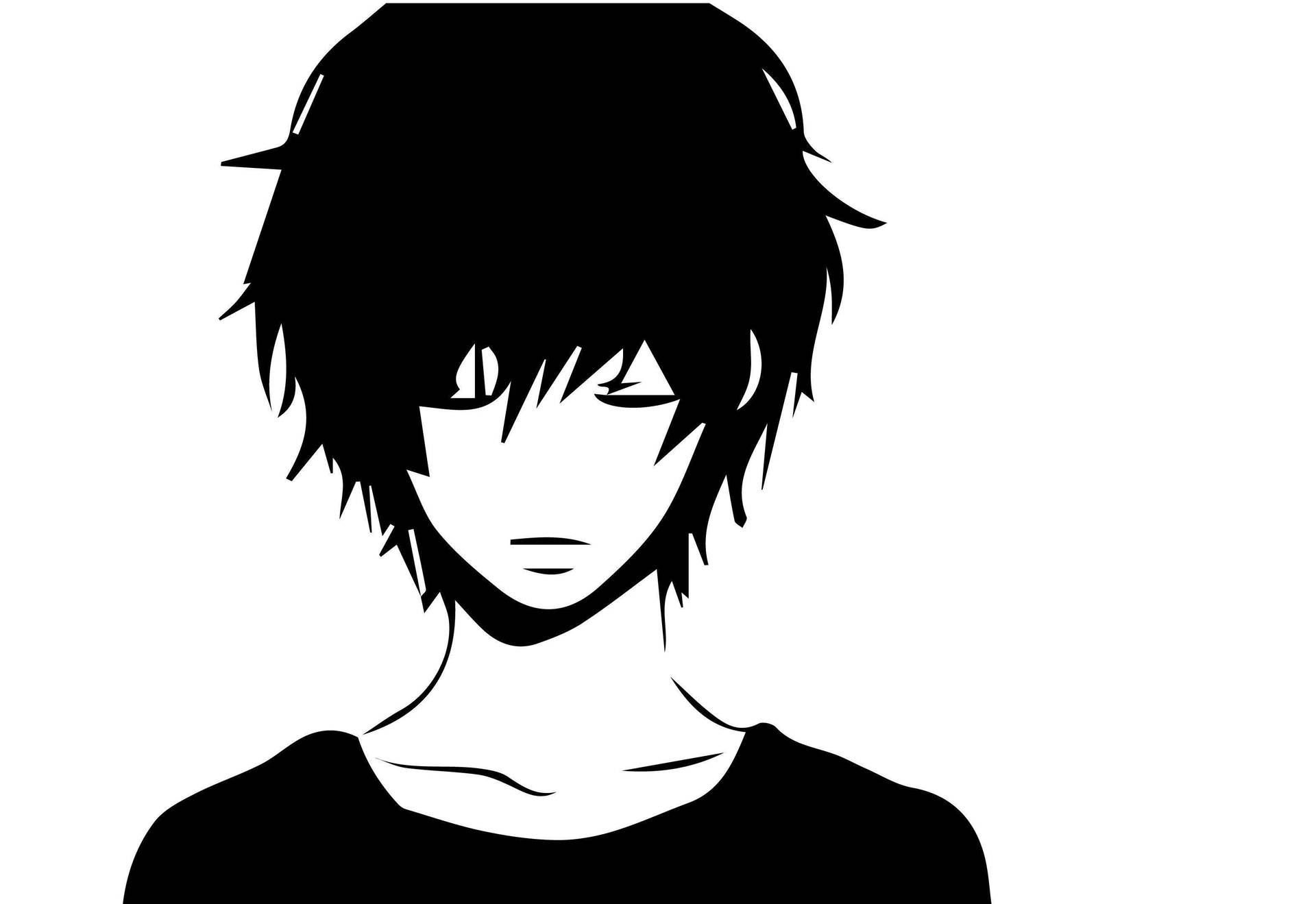 Black And White Anime Boy Minimalist Art Background