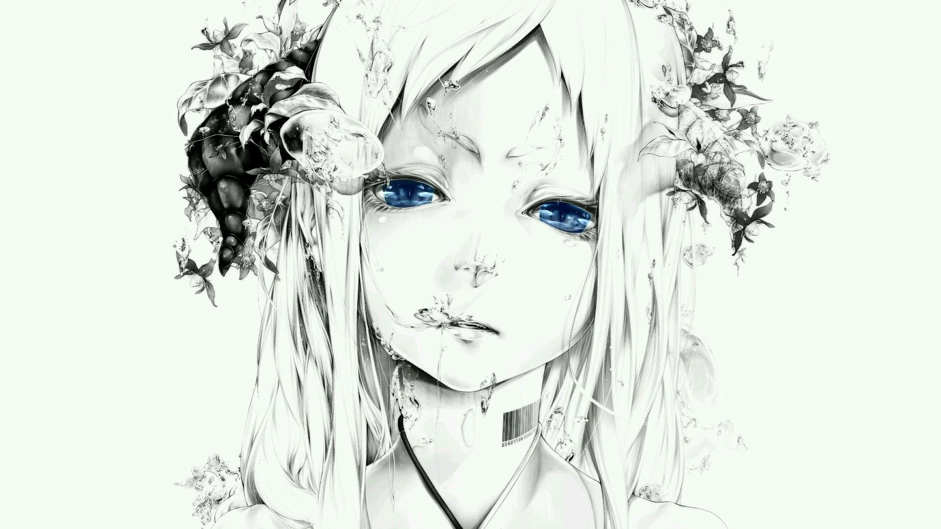 Black And White Anime Pfp Of A Girl Breathing Background