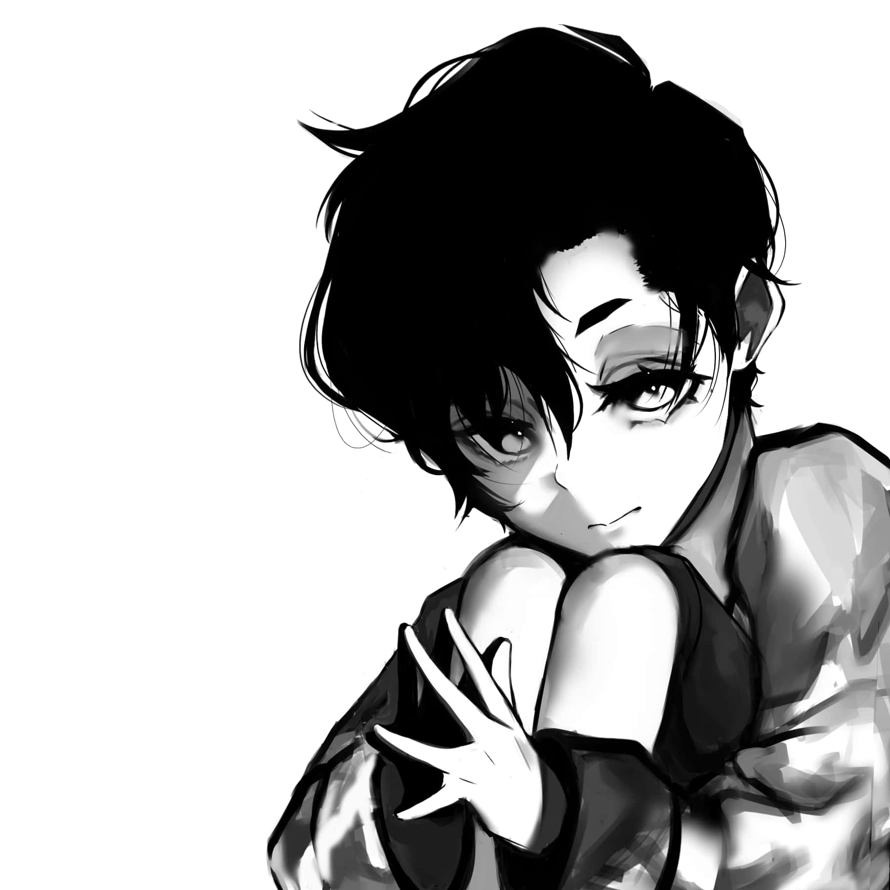 Black And White Anime Pfp Of Number 5 Background