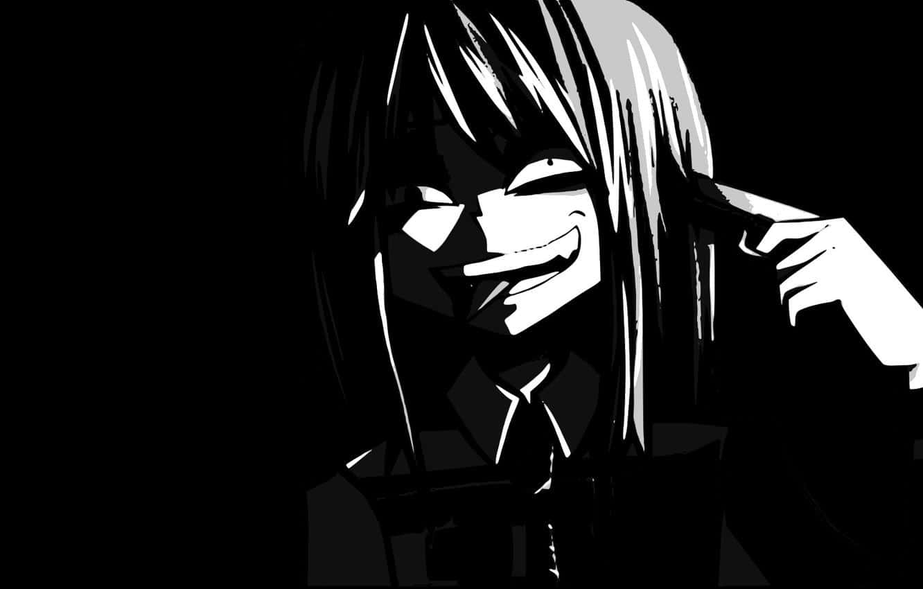 Black And White Anime Pfp Of Psychopathic Character