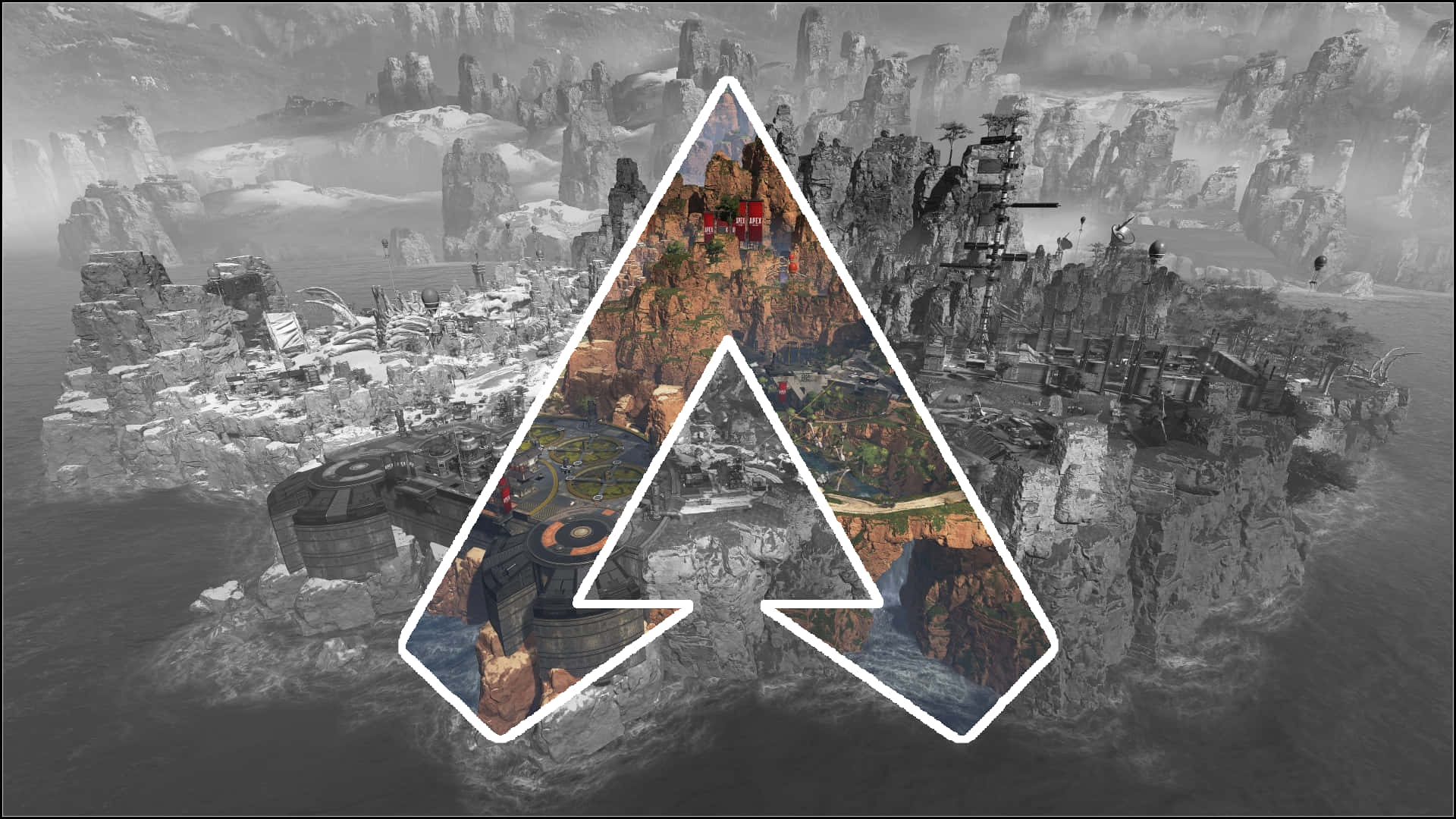 Black And White Apex Legends Logo Map Background