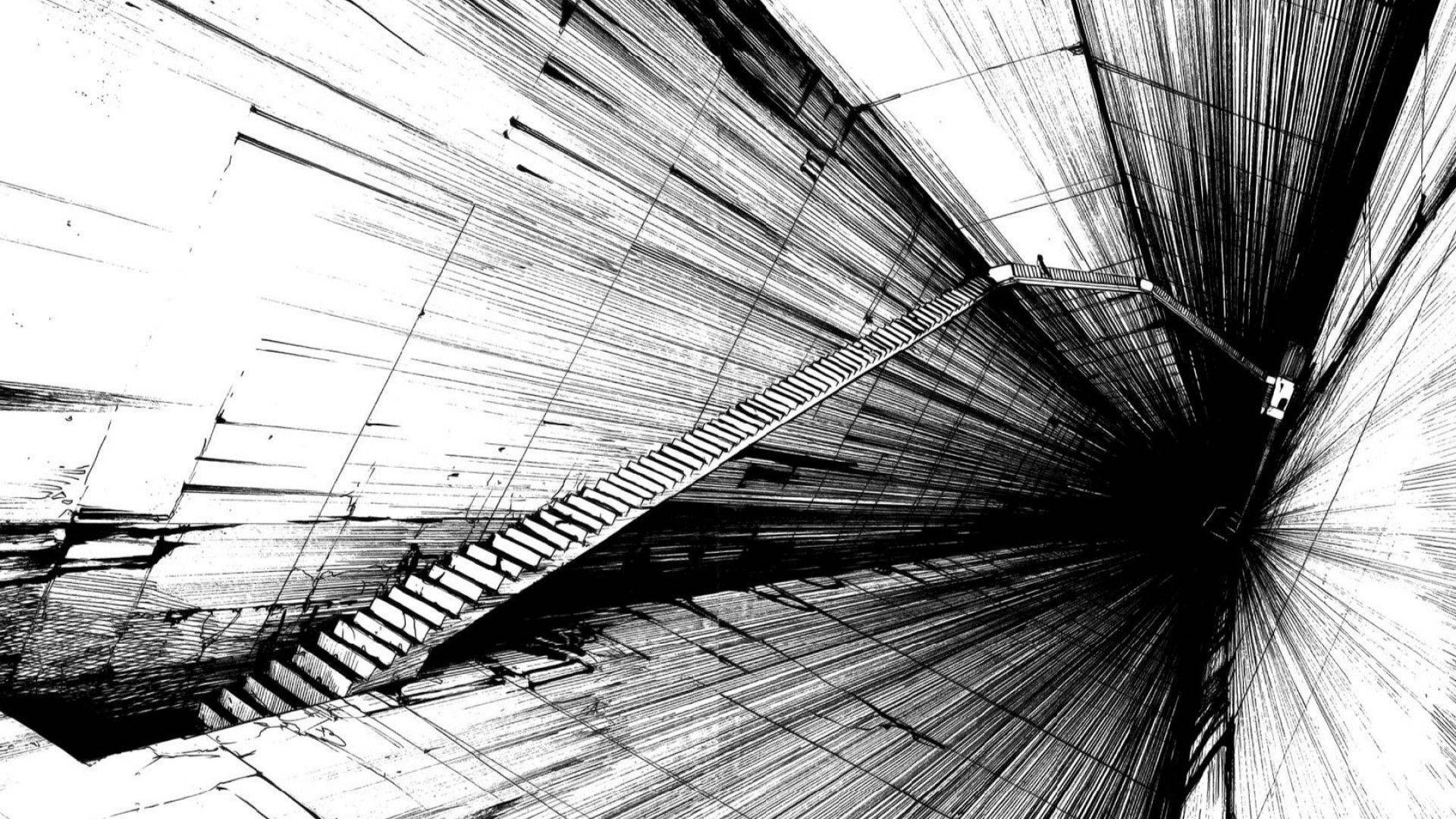 Black And White Art Staircase Background
