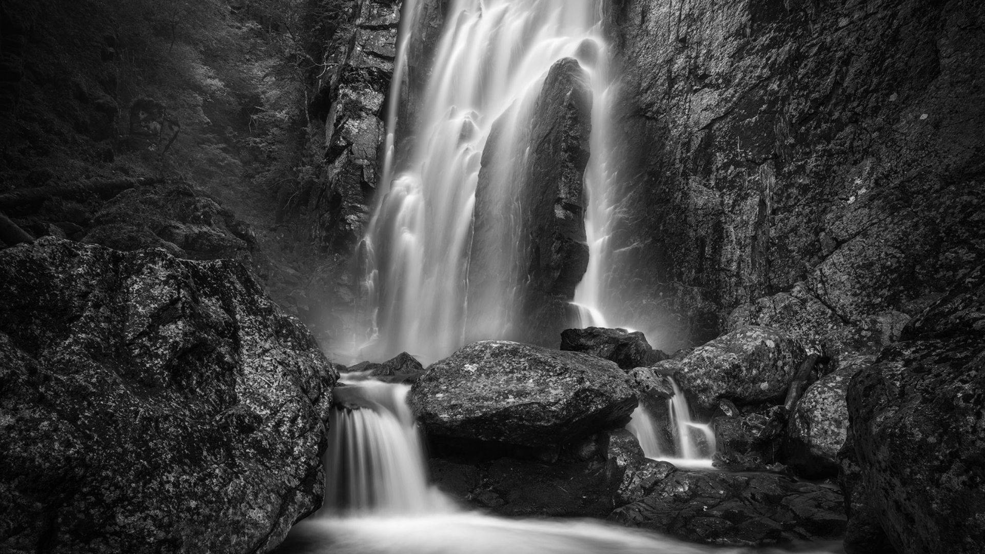 Black And White Art Waterfall Background