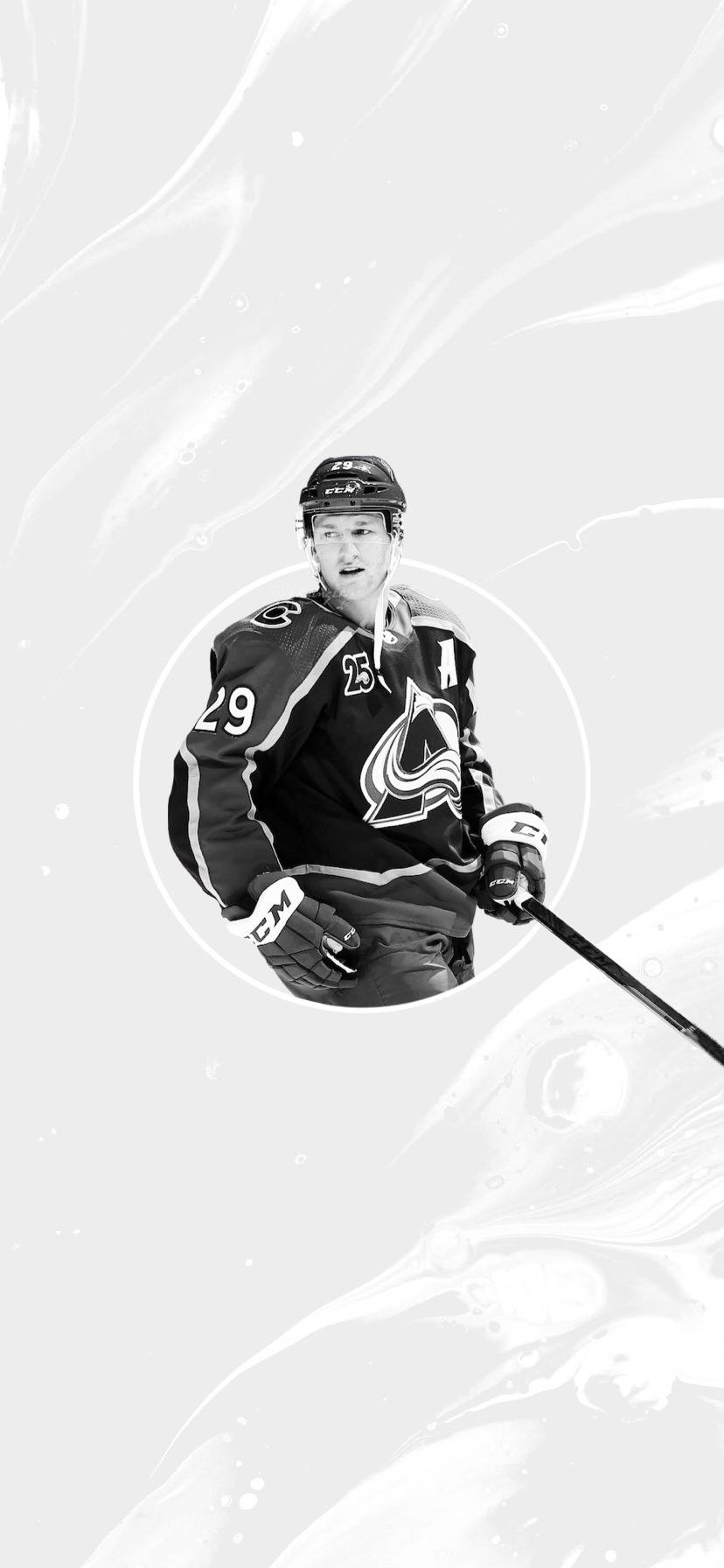 Black And White Artistic Portrait Of Nhl Star Nathan Mackinnon Background