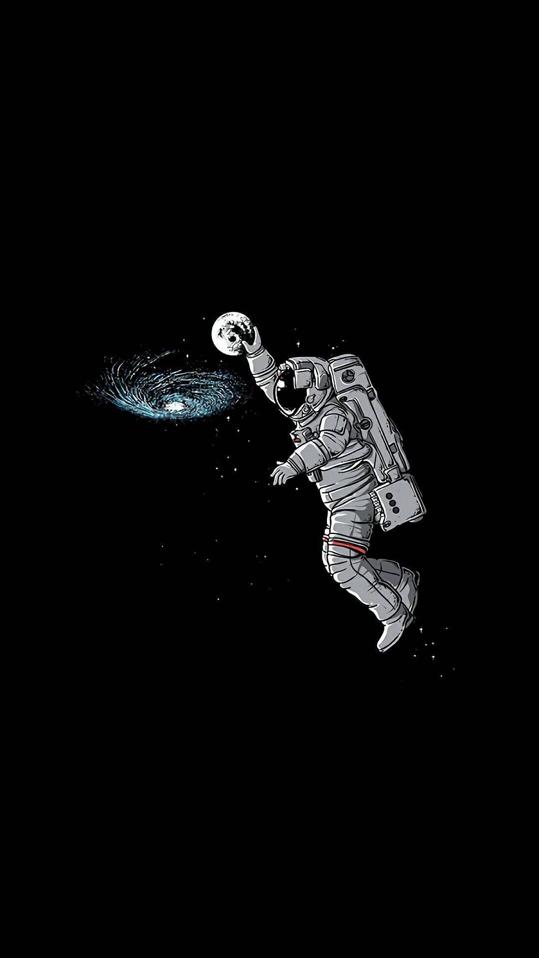 Black And White Astronaut Basketball Art Background