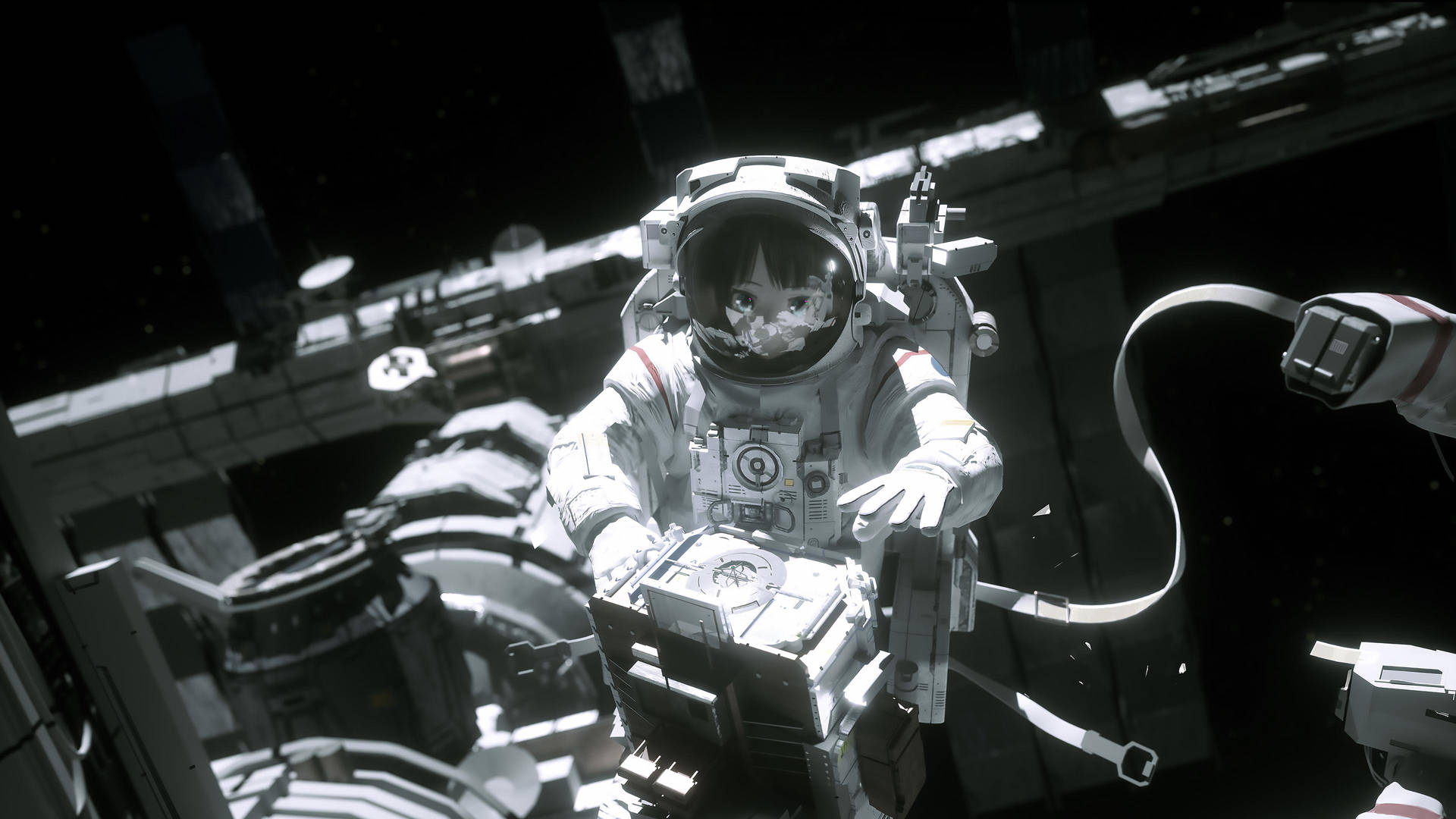 Black And White Astronaut Cartoon Colletion Background