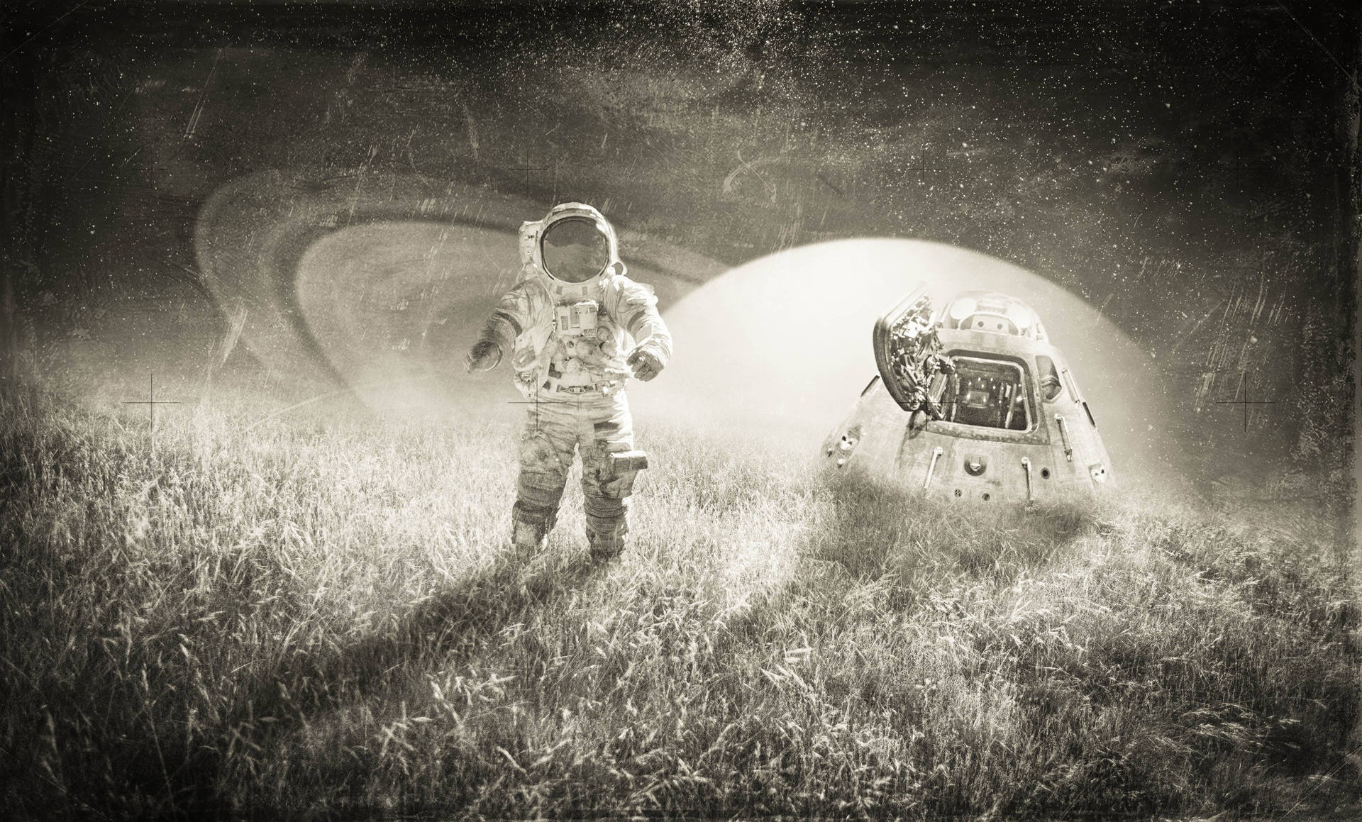 Black And White Astronaut Classic Old Photo Background