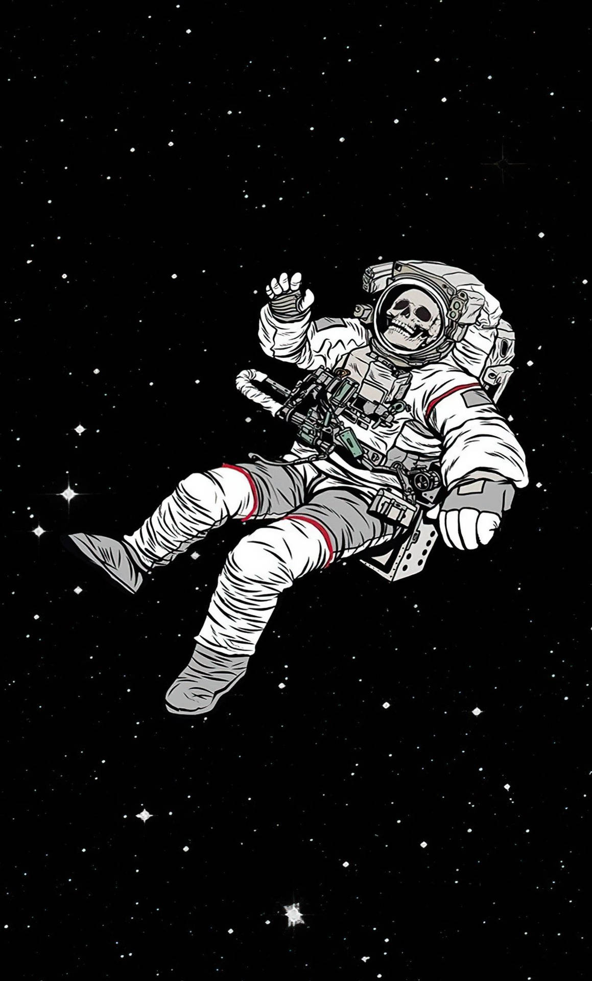 Black And White Astronaut Floating Art Portrait Background