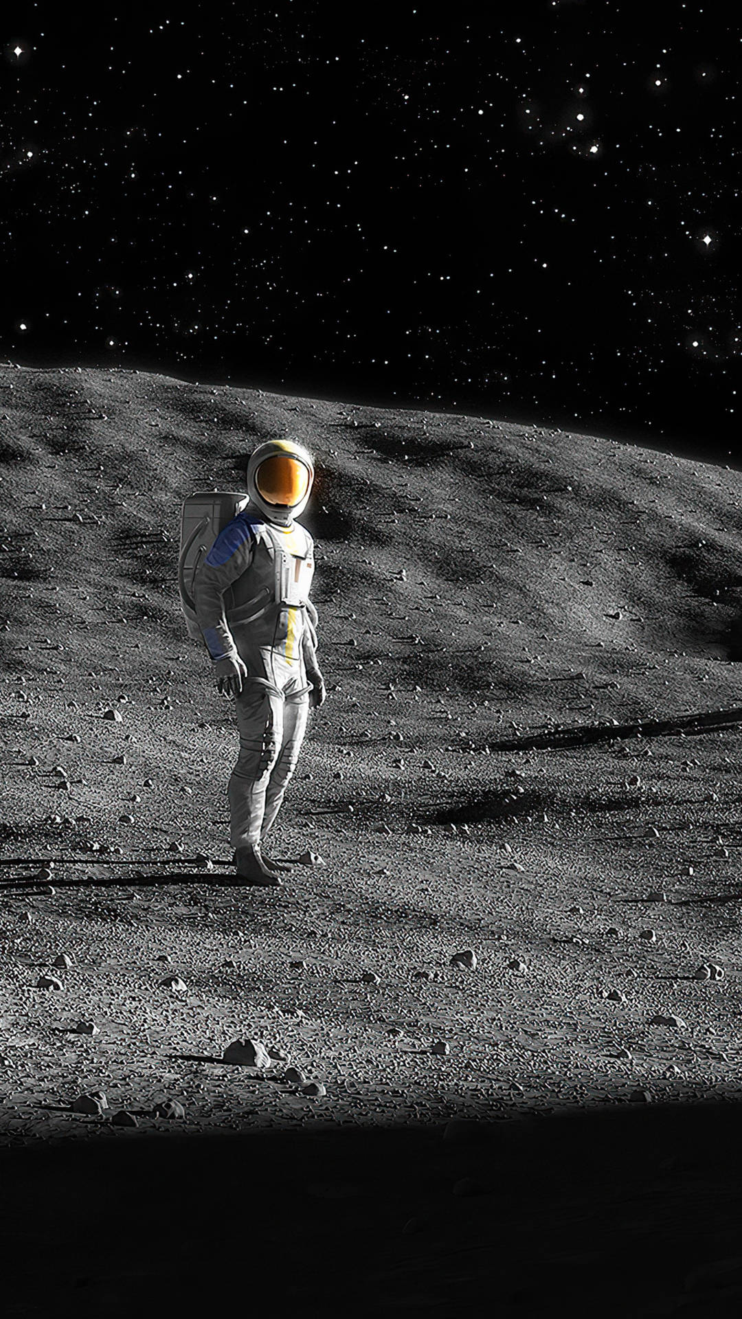 Black And White Astronaut Moon Land Portrait Background