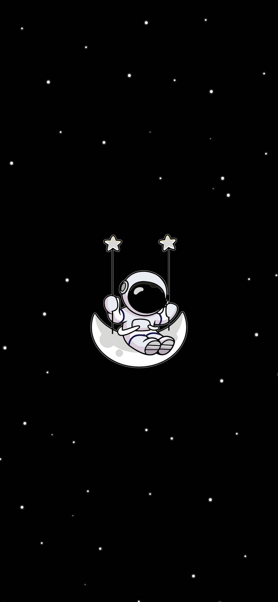 Black And White Astronaut Moon Swing Background