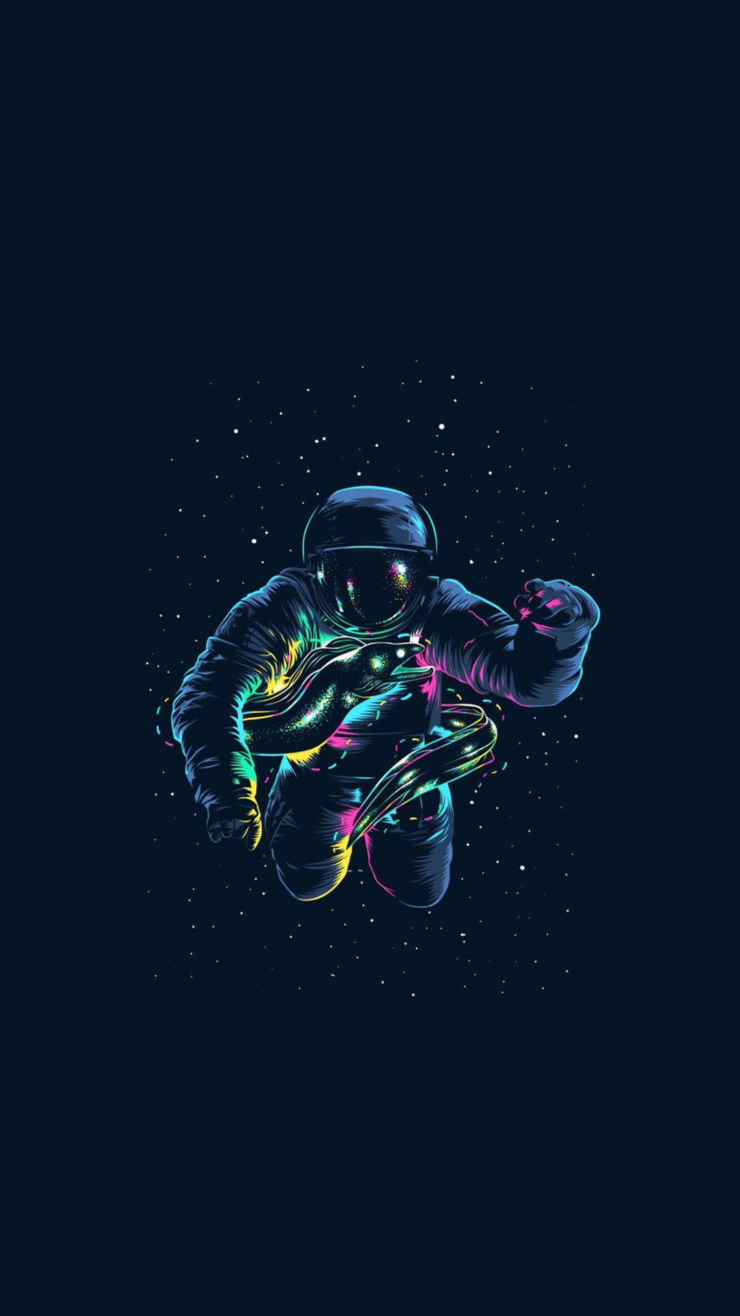 Black And White Astronaut Neon Colors Background