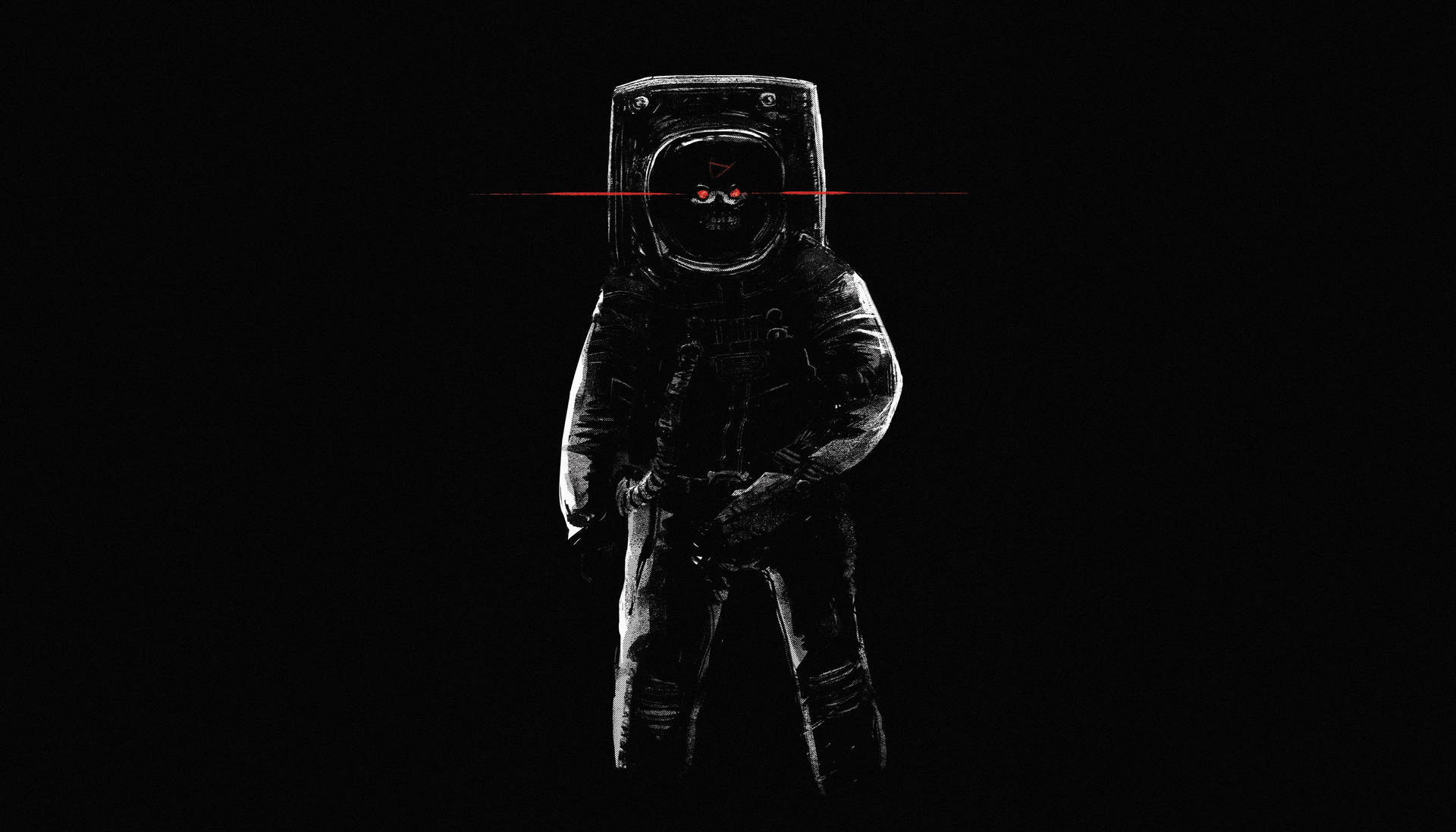 Black And White Astronaut Shadow Red Eye Background