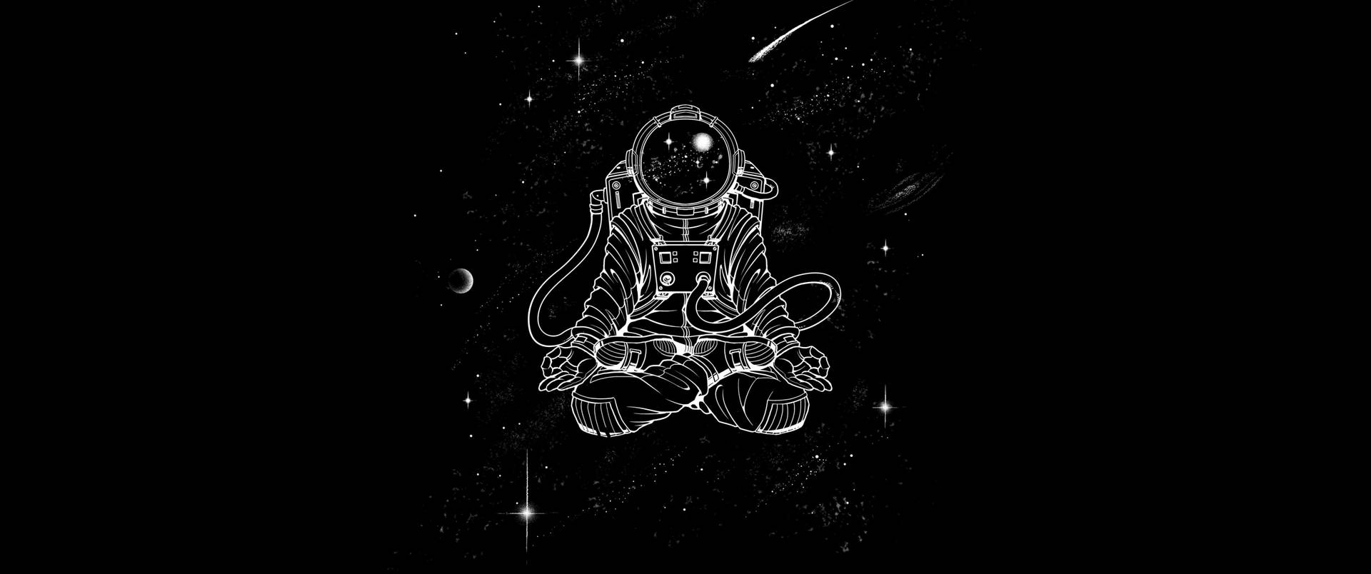 Black And White Astronaut Yoga Art Background