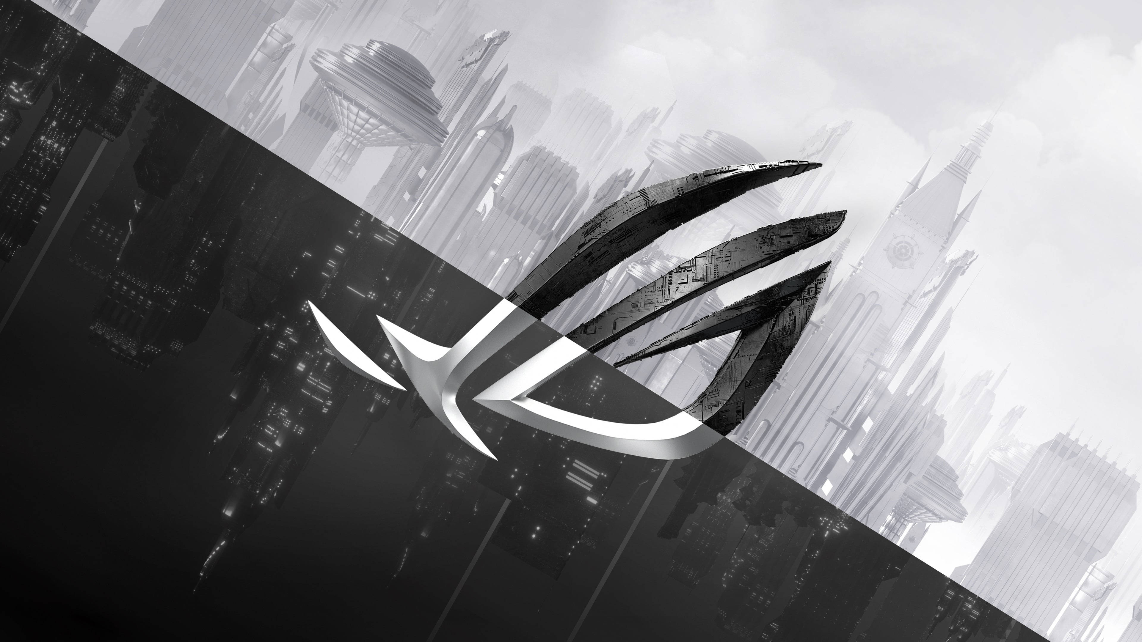 Black And White Asus Rog Gaming Laptop Logo Background