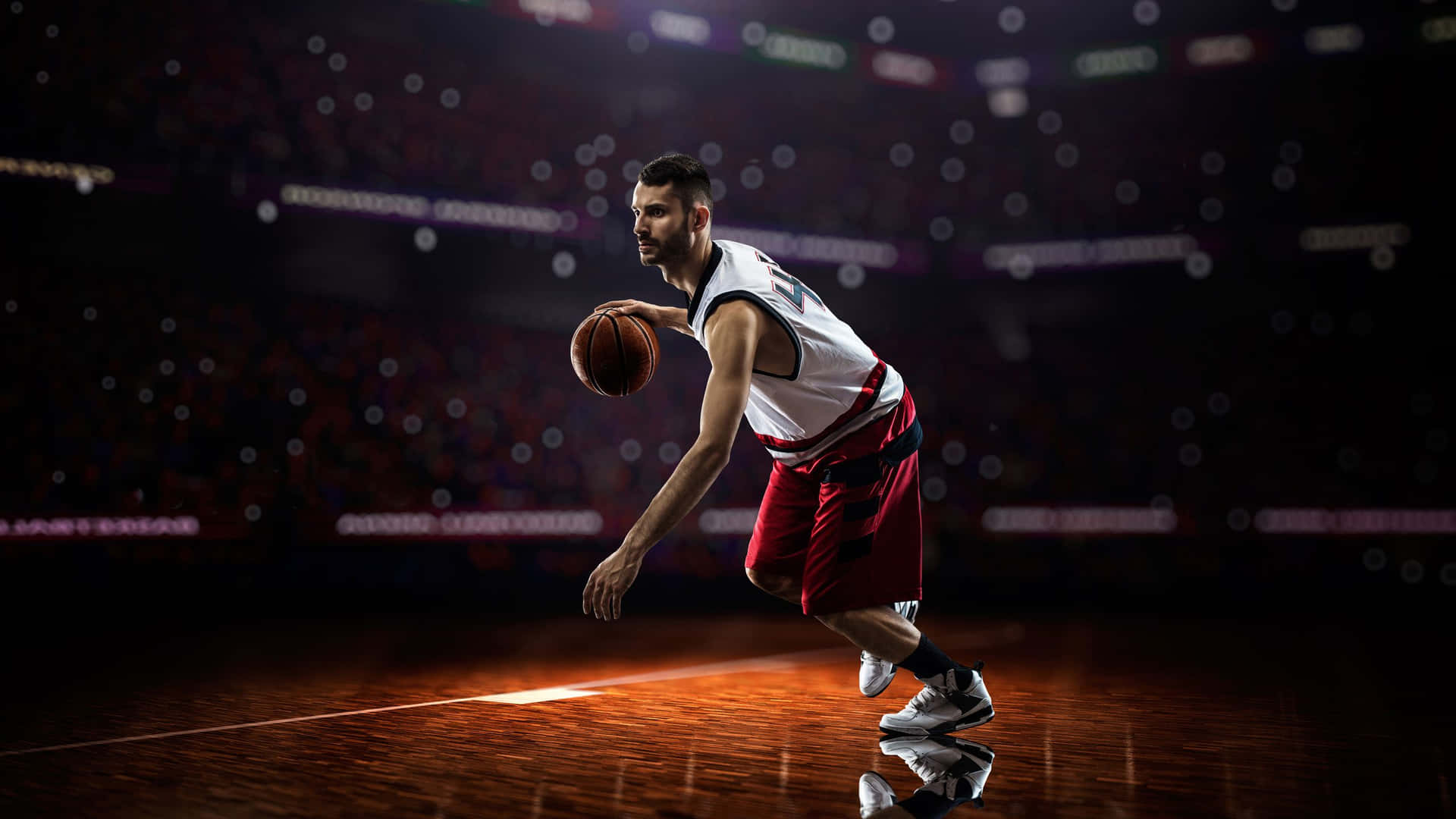Black-and-white Basketball Court Background
