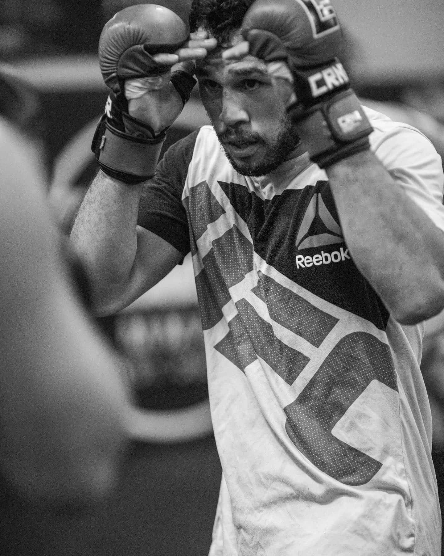 Black And White Brad Tavares With Boxing Gloves