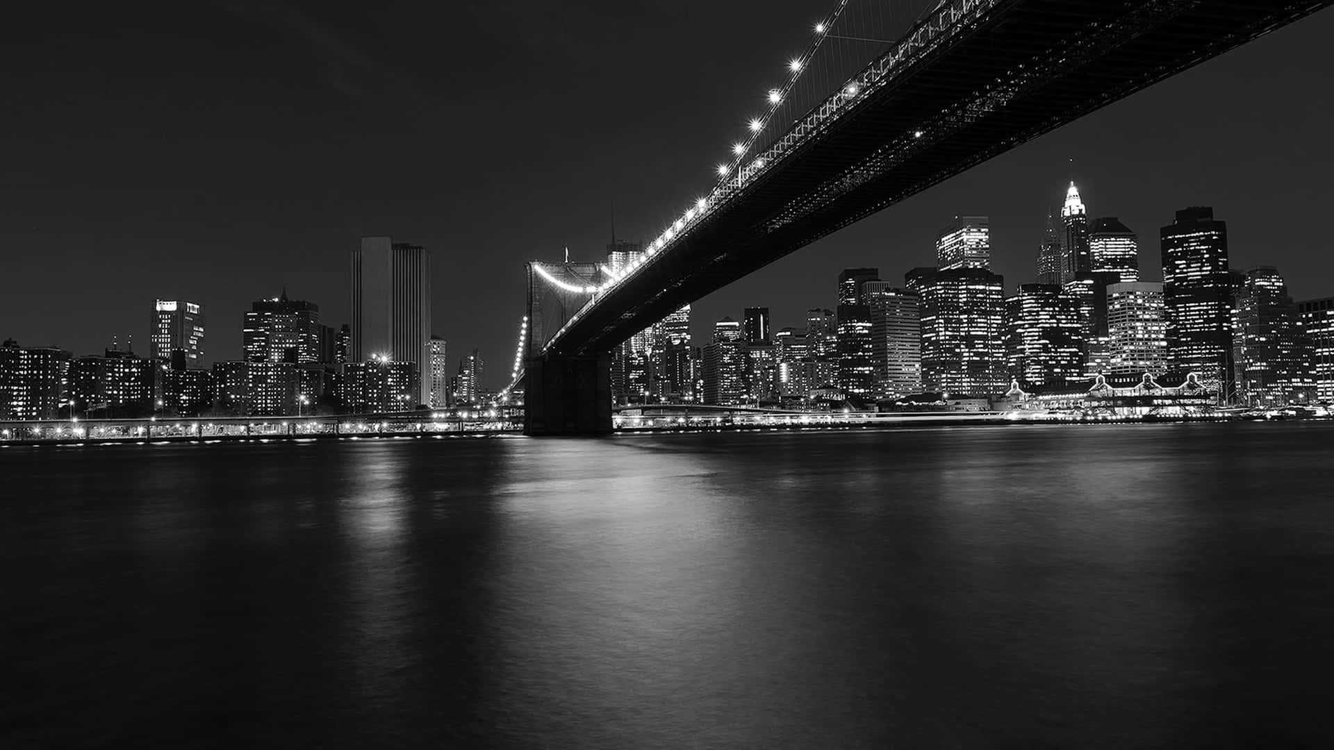 Black And White Bridge View Dark City 4k Background