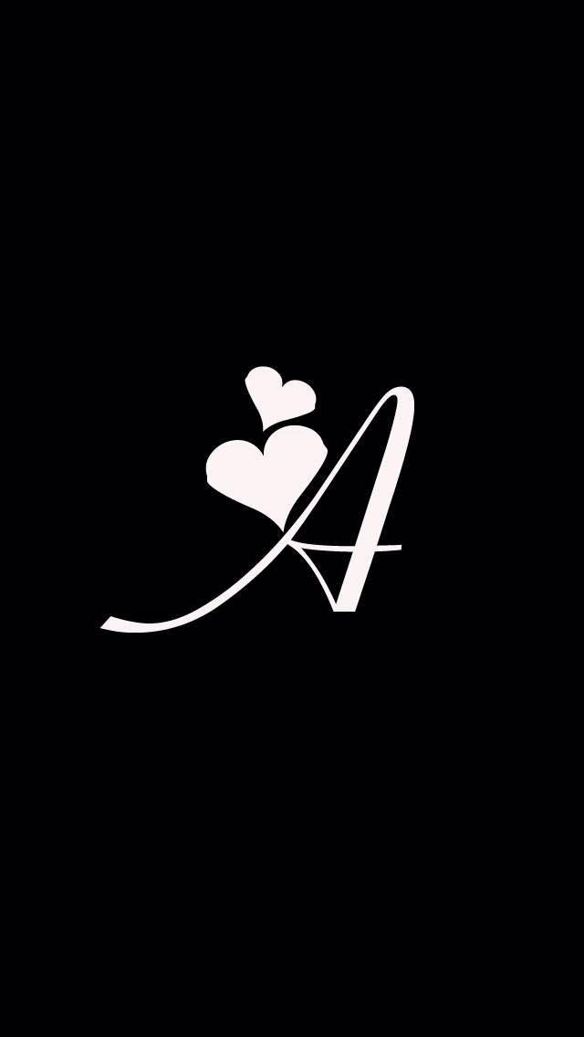 Black And White Capital Alphabet Letter A With Hearts