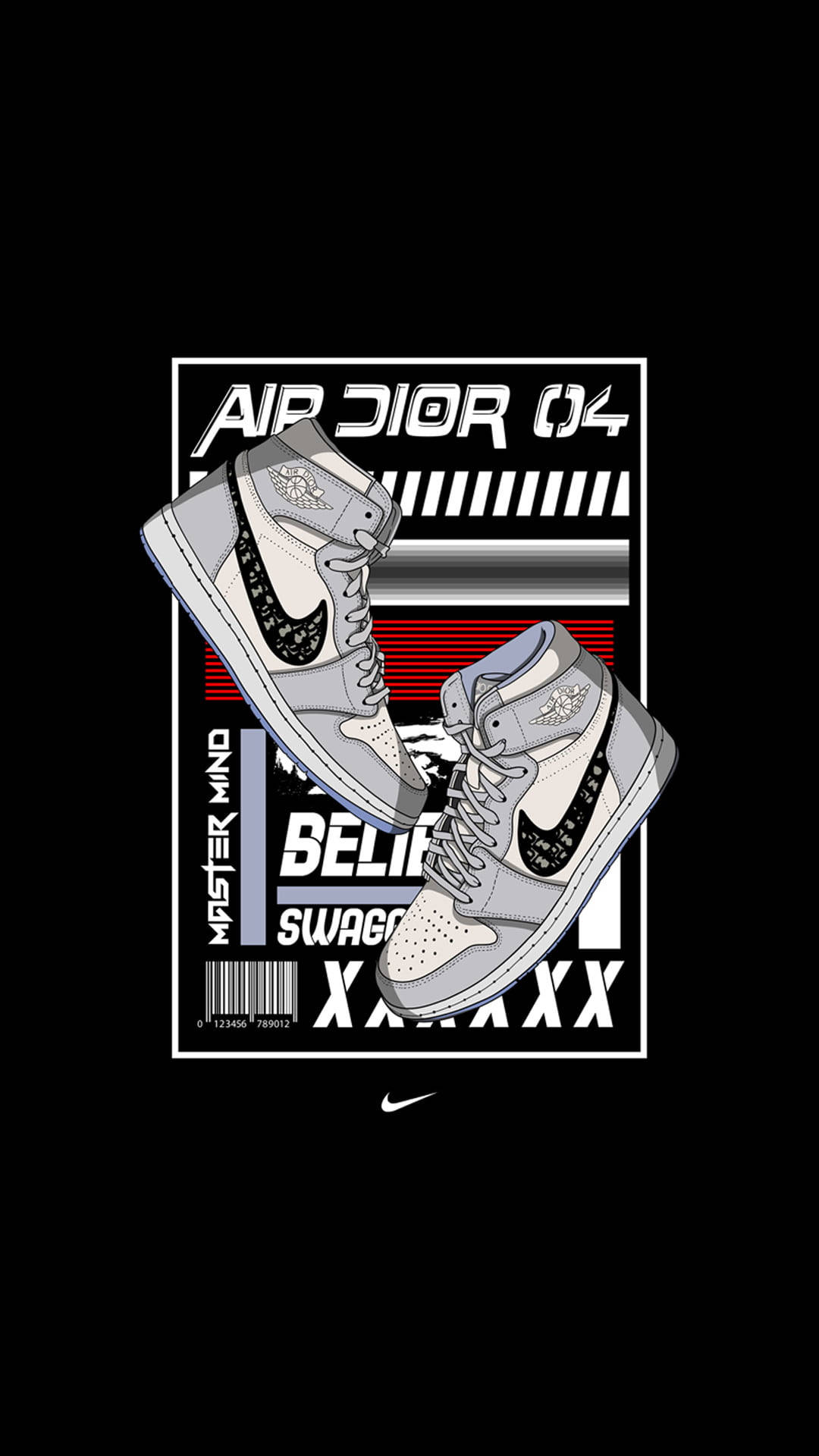 Black And White Cartoon Nike Shoes Background