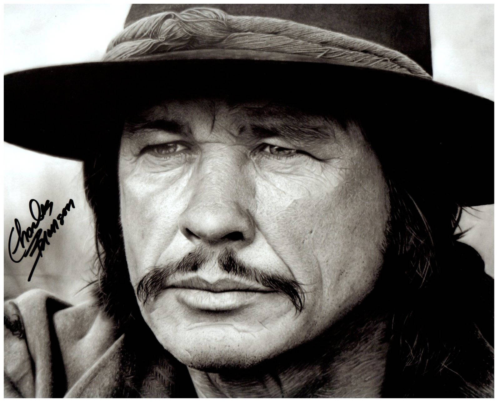 Black And White Charles Bronson Autograph Background