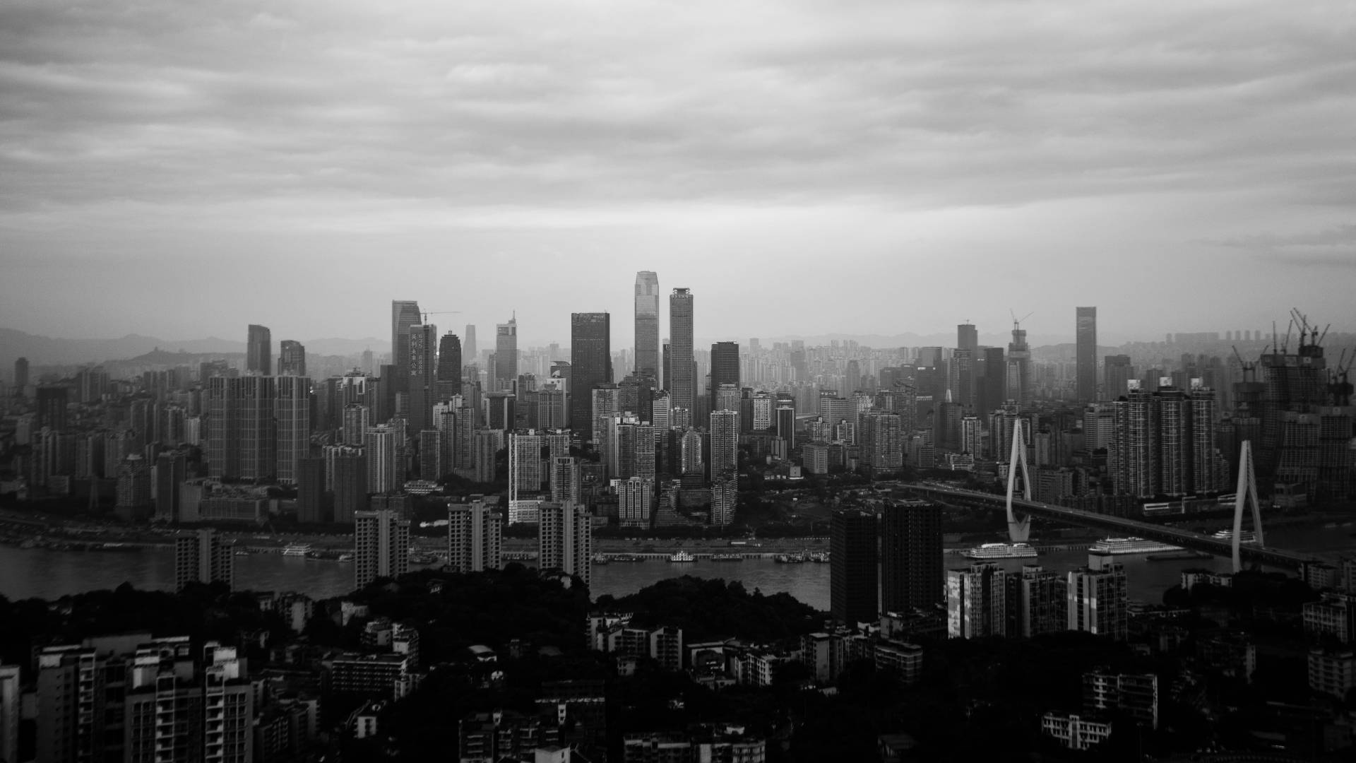 Black And White Chongqing China Background