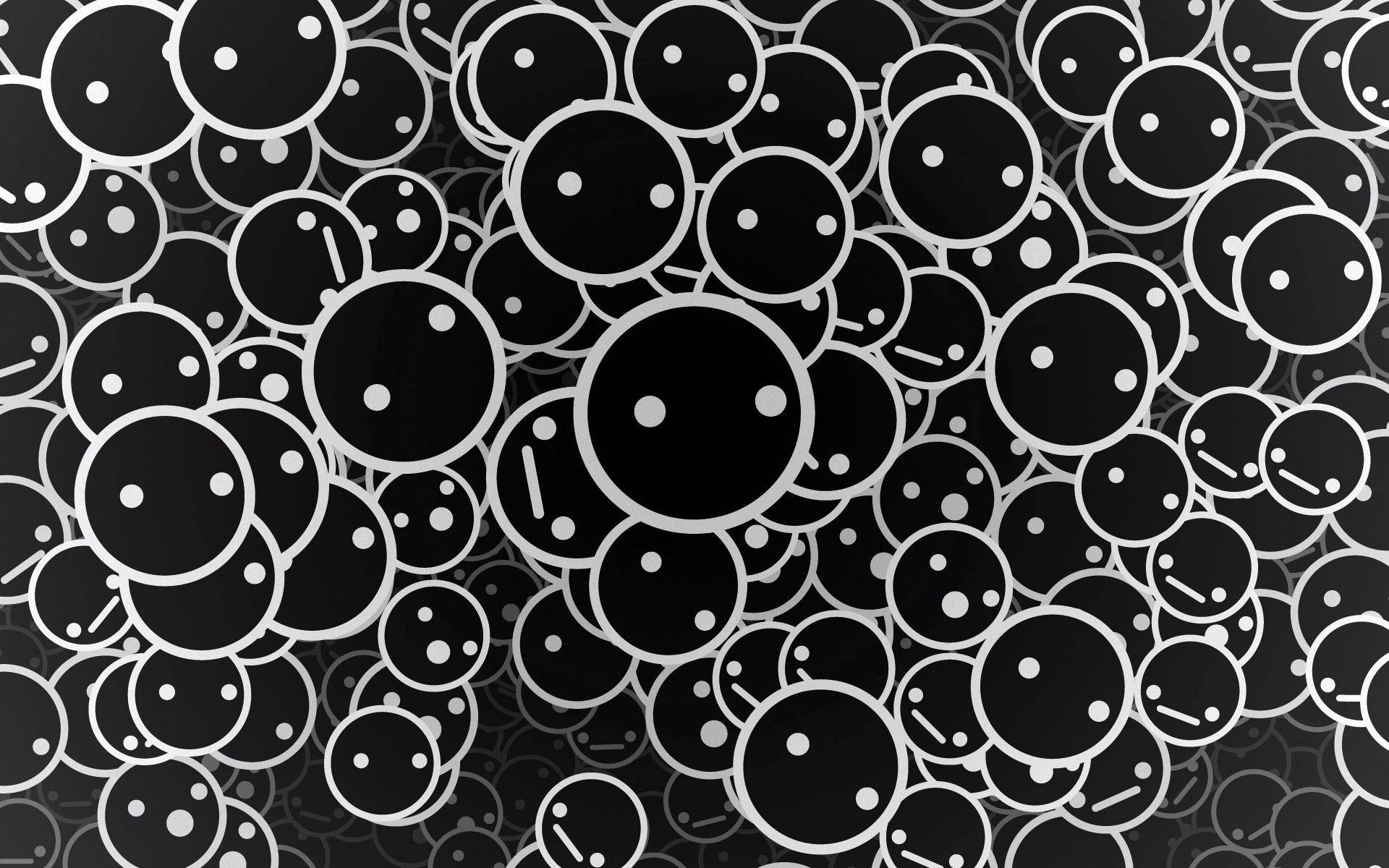 Black And White Circles With Dot Eyes Background