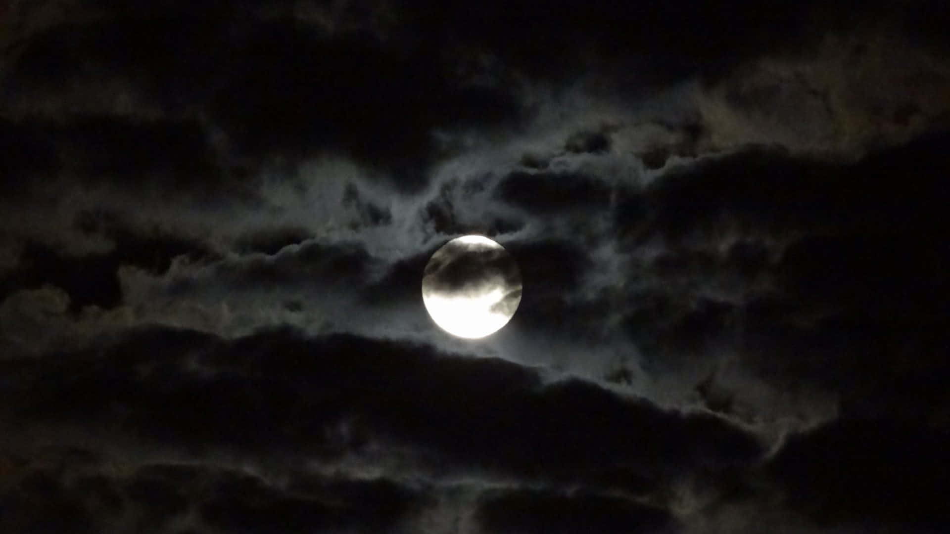 Black And White Cloud Full Moon Background