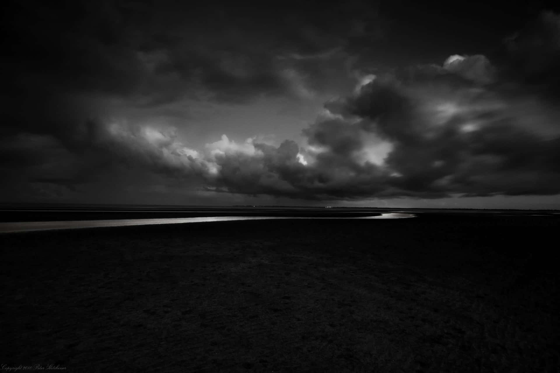 Black And White Cloud Pitch-black Sky Background