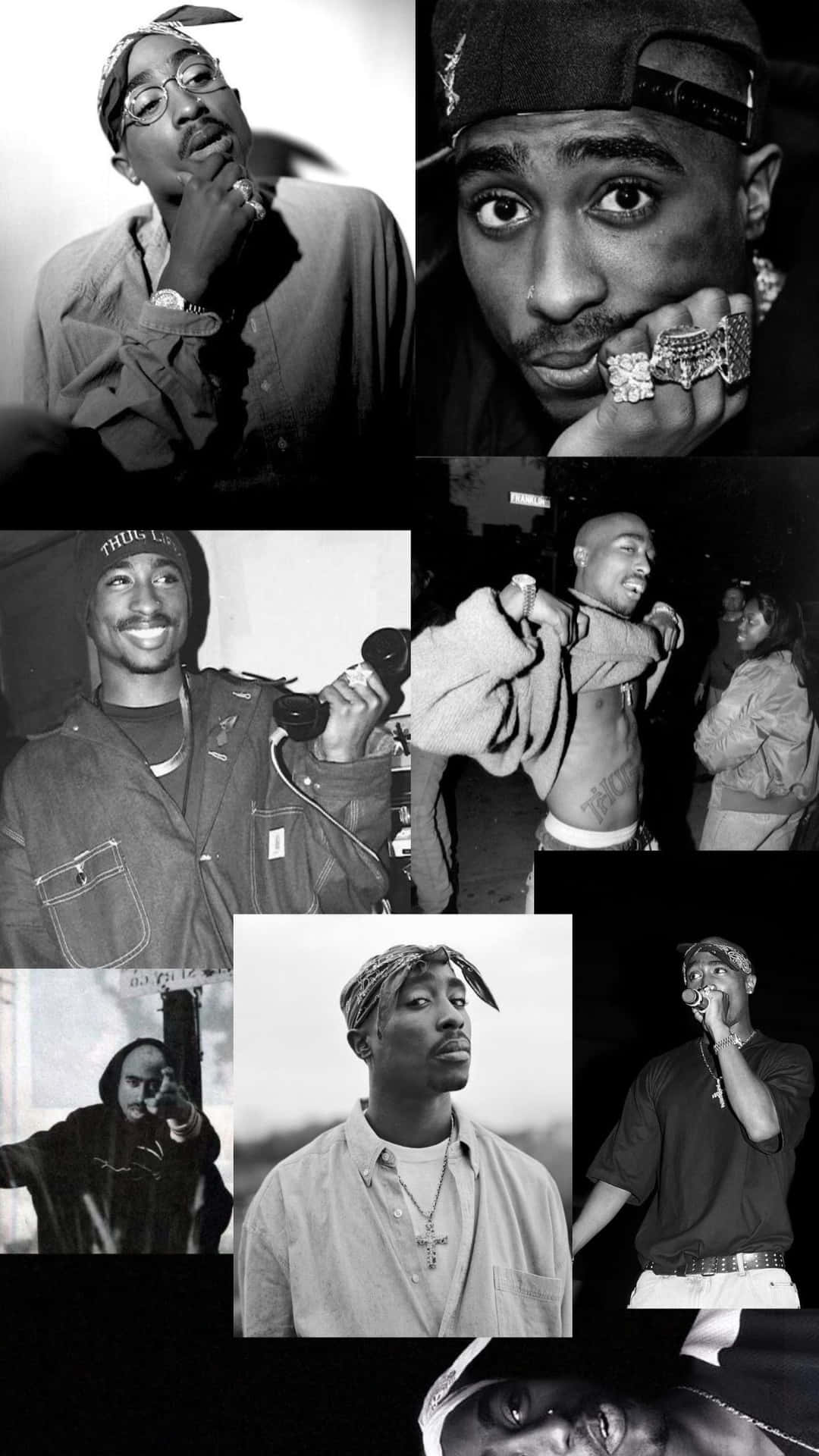 Black And White Collage Tupac Iphone Background