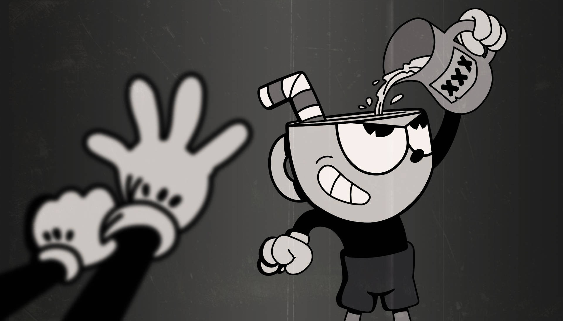 Black And White Cuphead Background