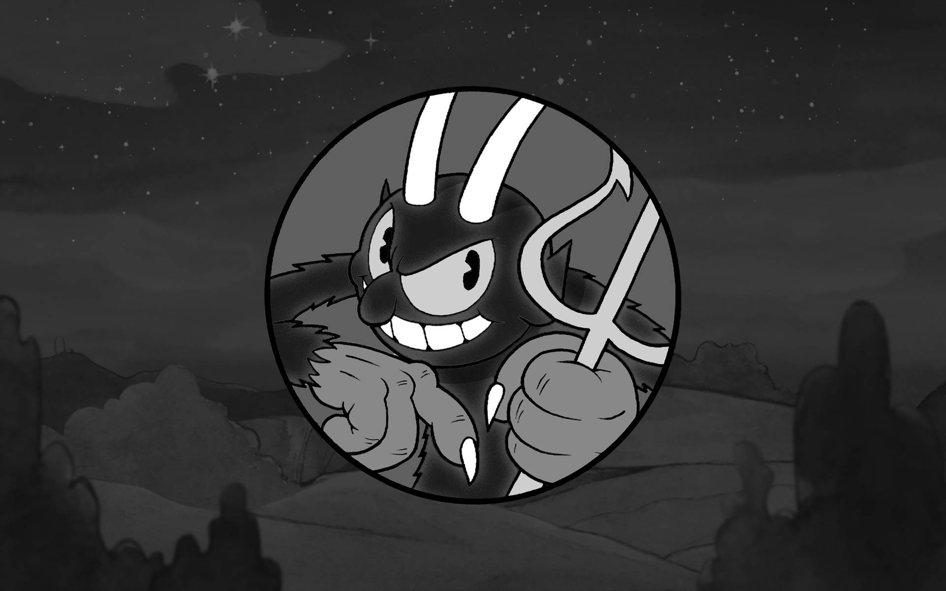 Black And White Cuphead The Devil Background
