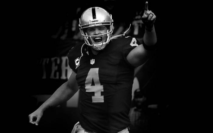 Black And White Derek Carr Pointing Background