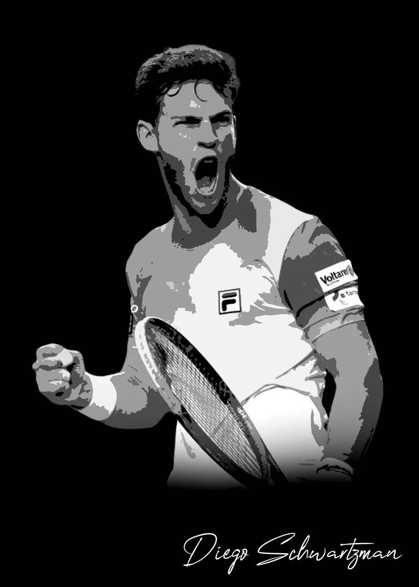 Black And White Diego Schwartzman Background