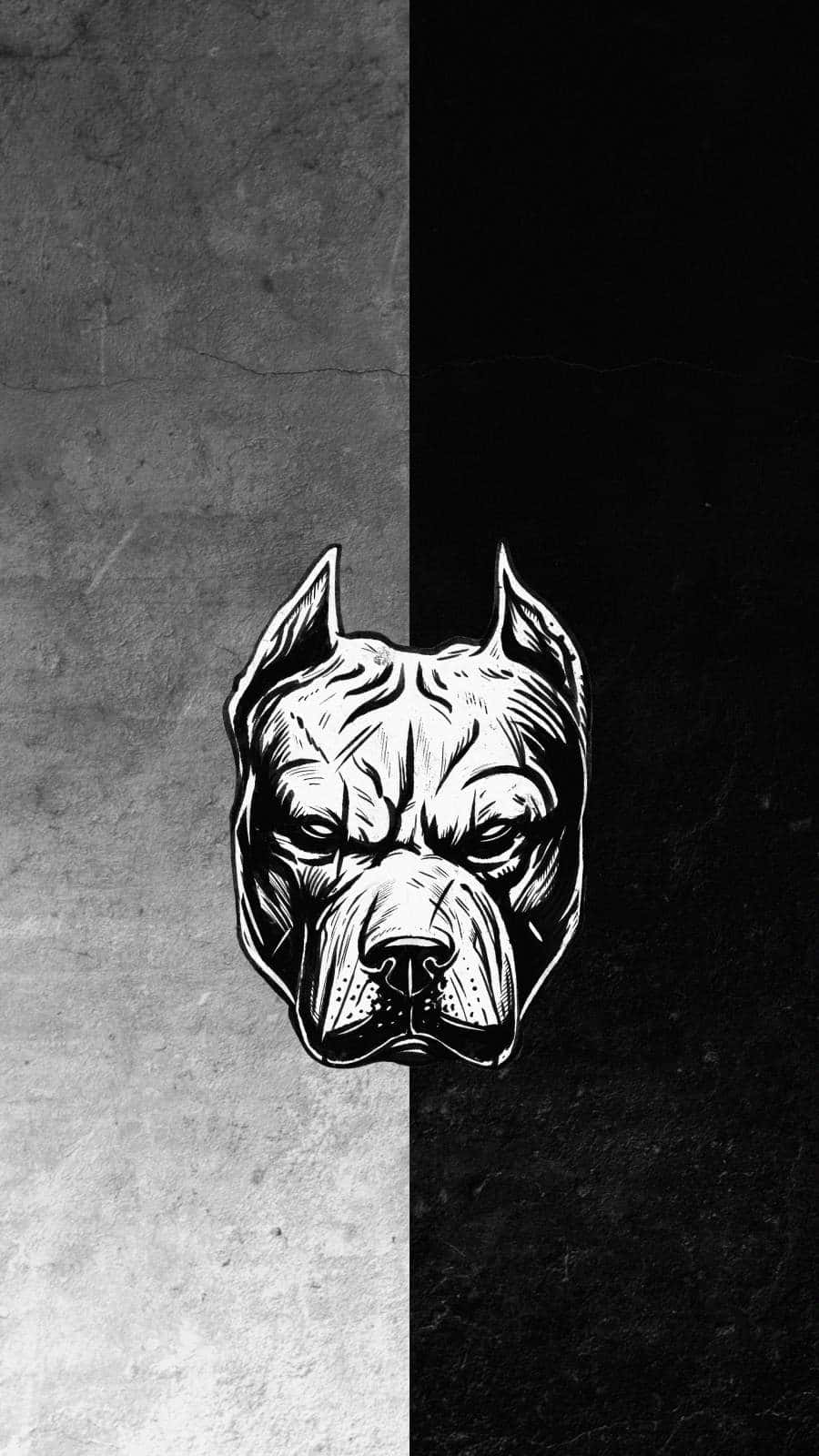 Black And White Dog Pitbull Poster Background