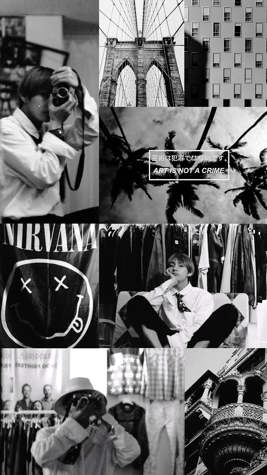 Black-and-white E-girl Aesthetic Bts Background