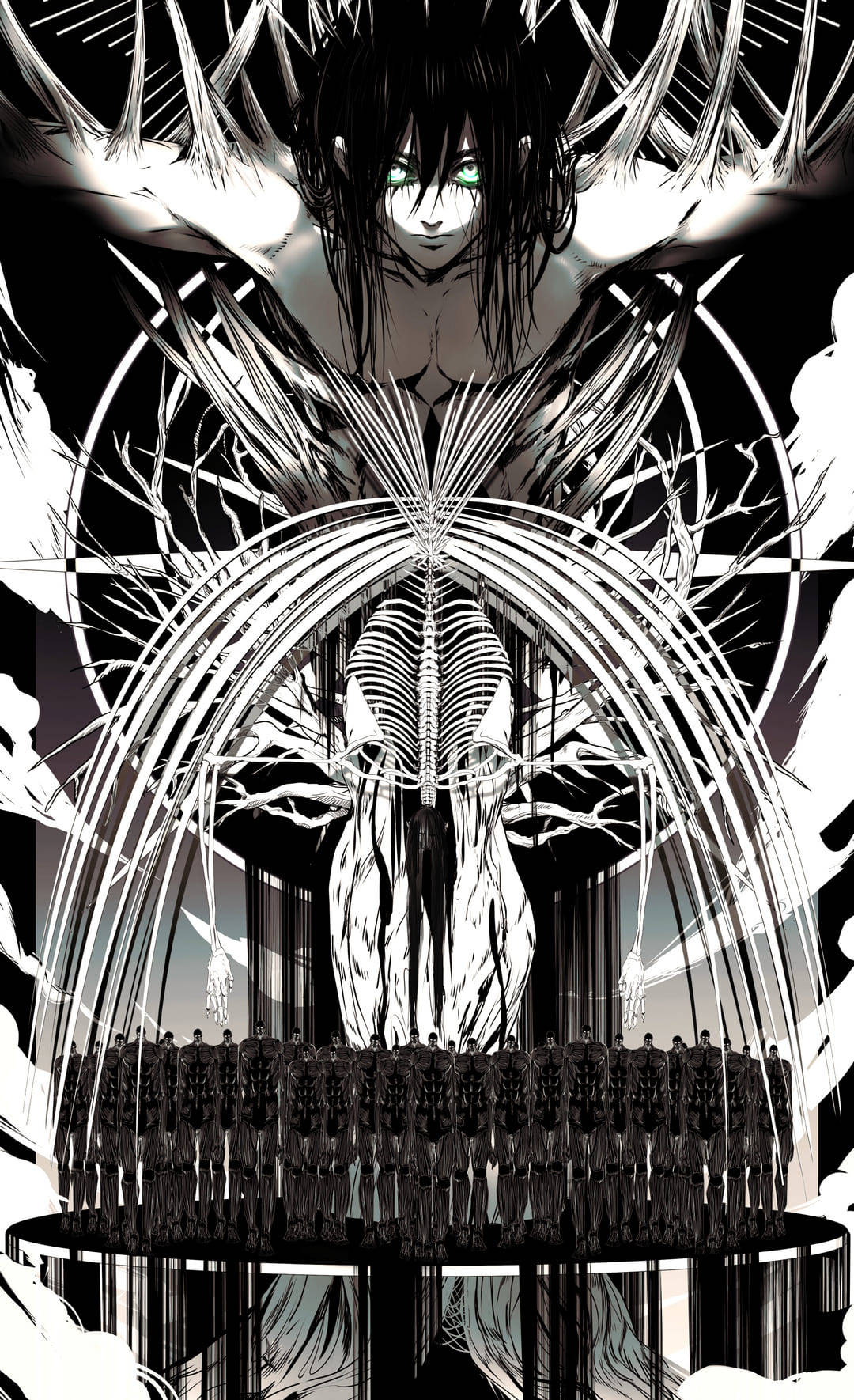 Black And White Eren Illustration Background