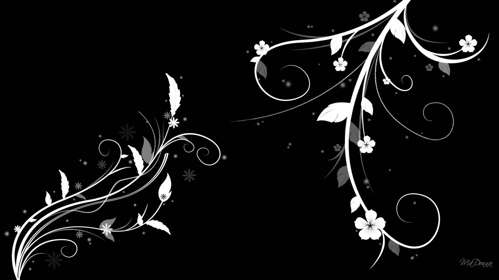 Black And White Flower And Leaves Background