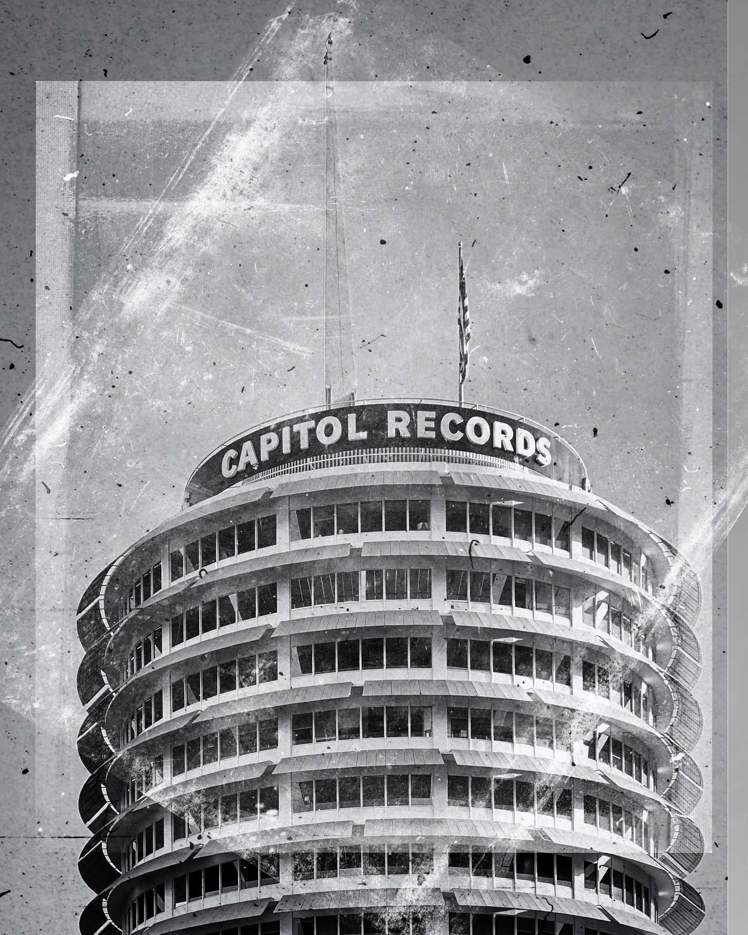 Black And White Frame Of Capitol Records Building Background