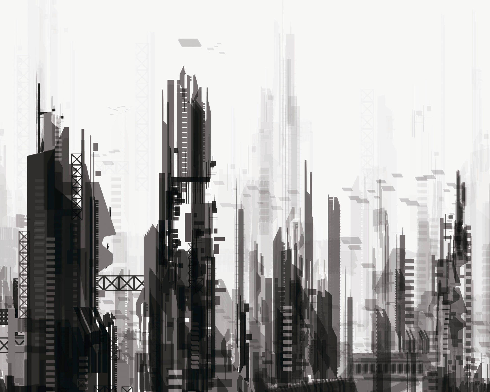 Black And White Futuristic Buildings Background