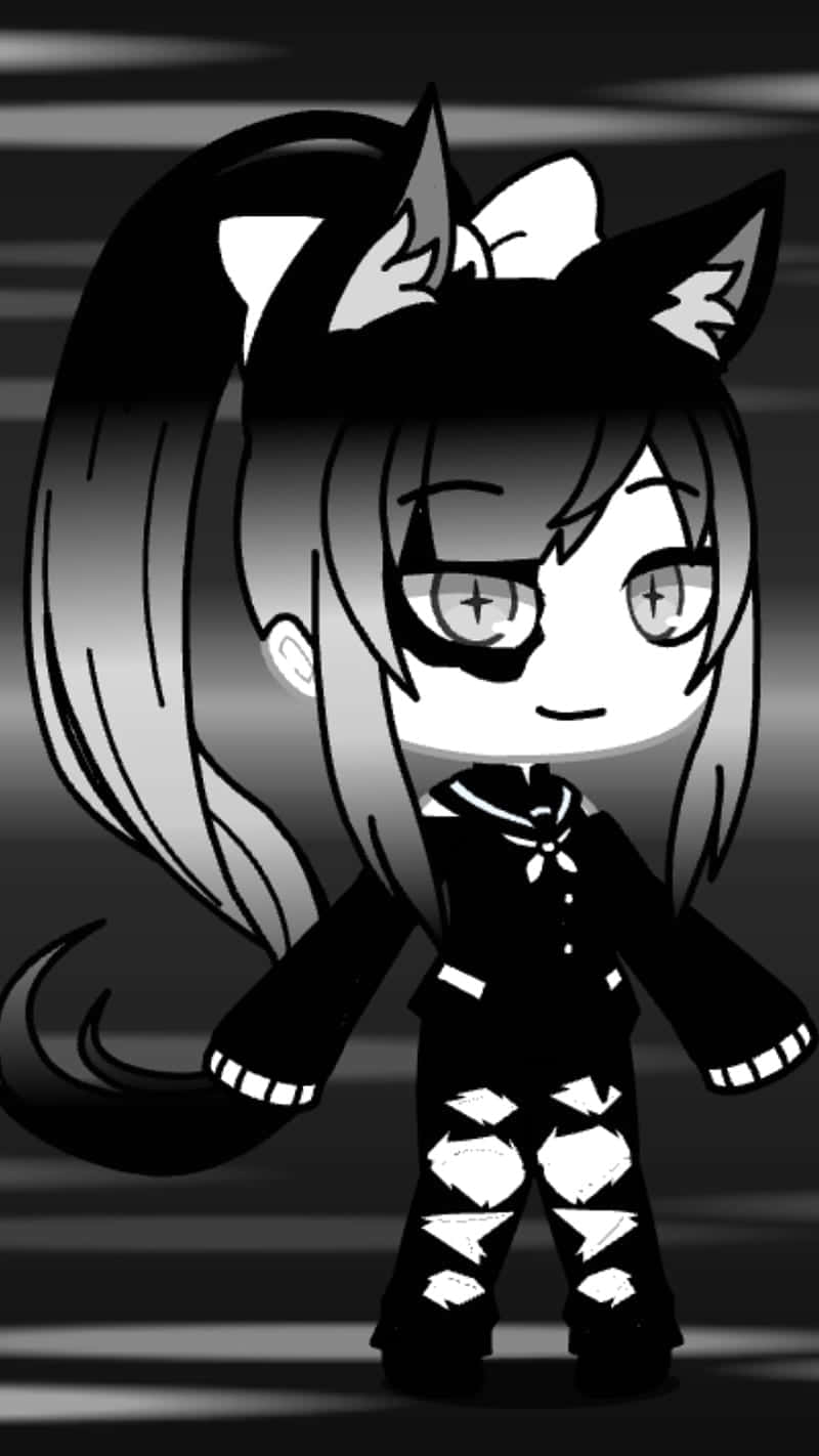 Black And White Gacha Girl Background