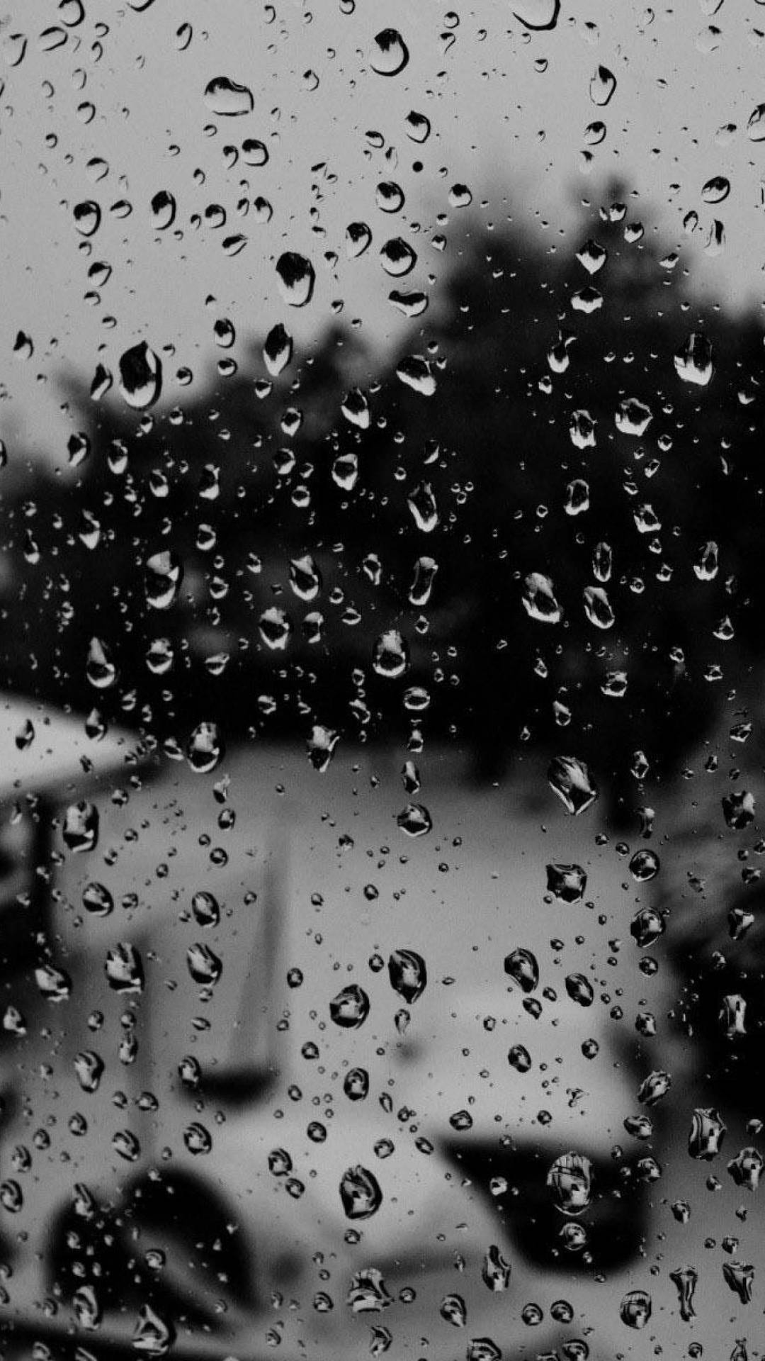 Black And White Glass Raindrops Portrait Background