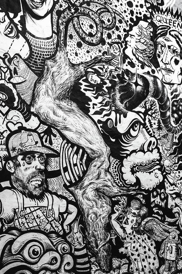 Black And White Graffiti Doodle Of People Background