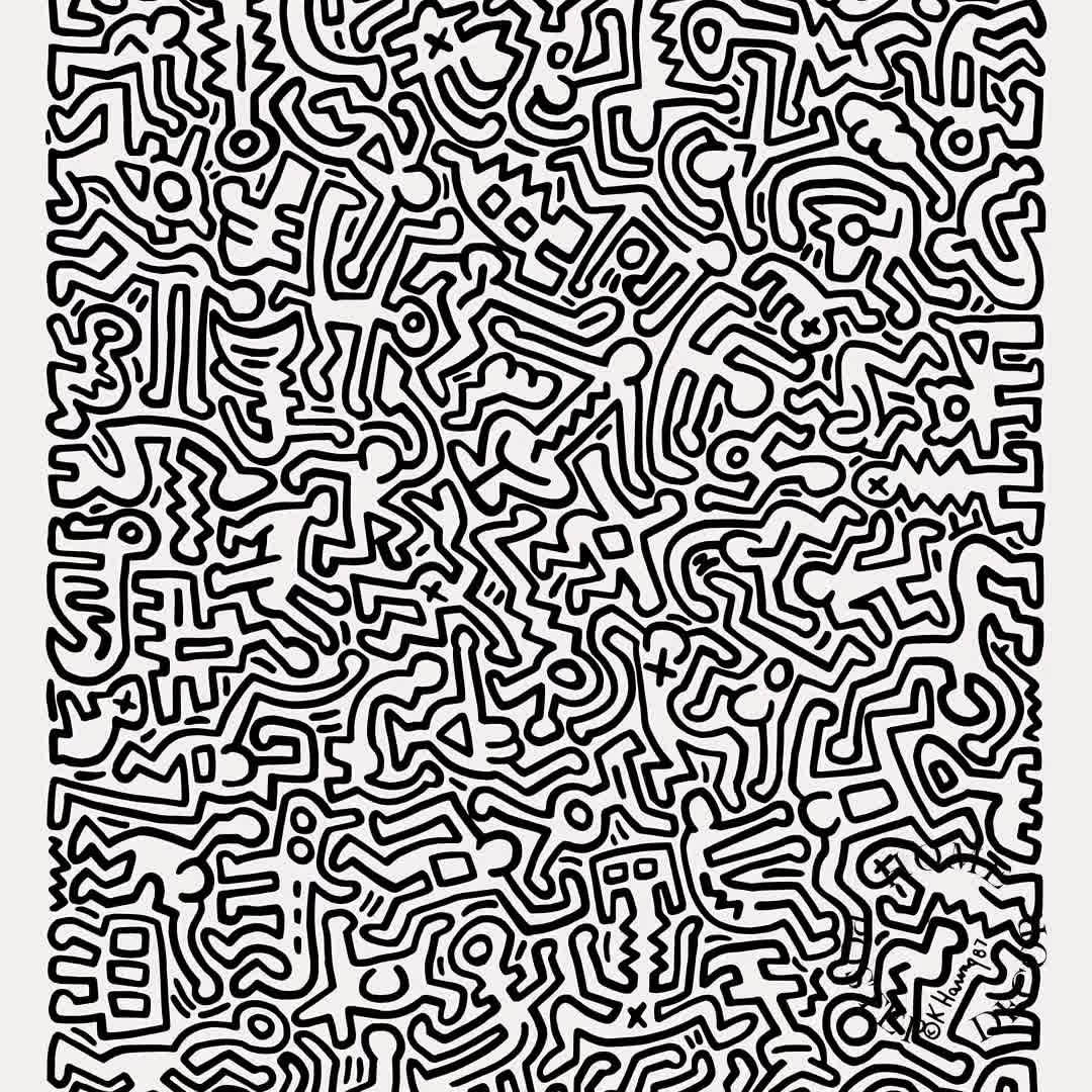 Black And White Graffiti Keith Haring Seamless Background