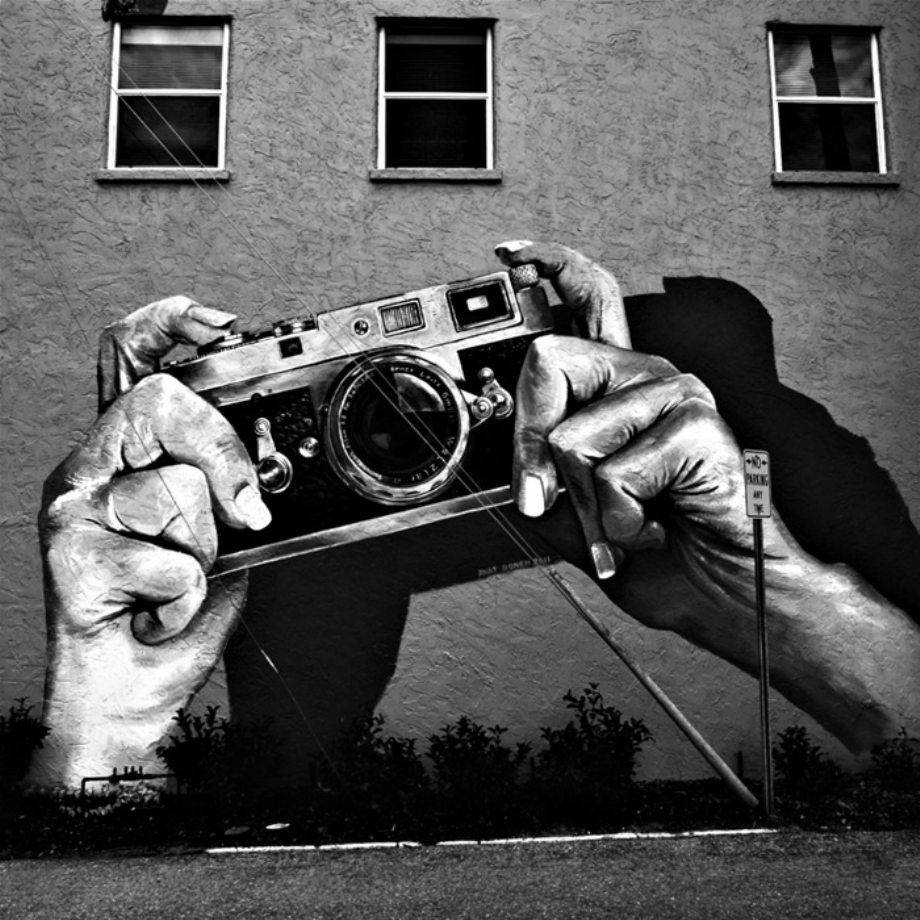 Black And White Graffiti Mural Camera Background