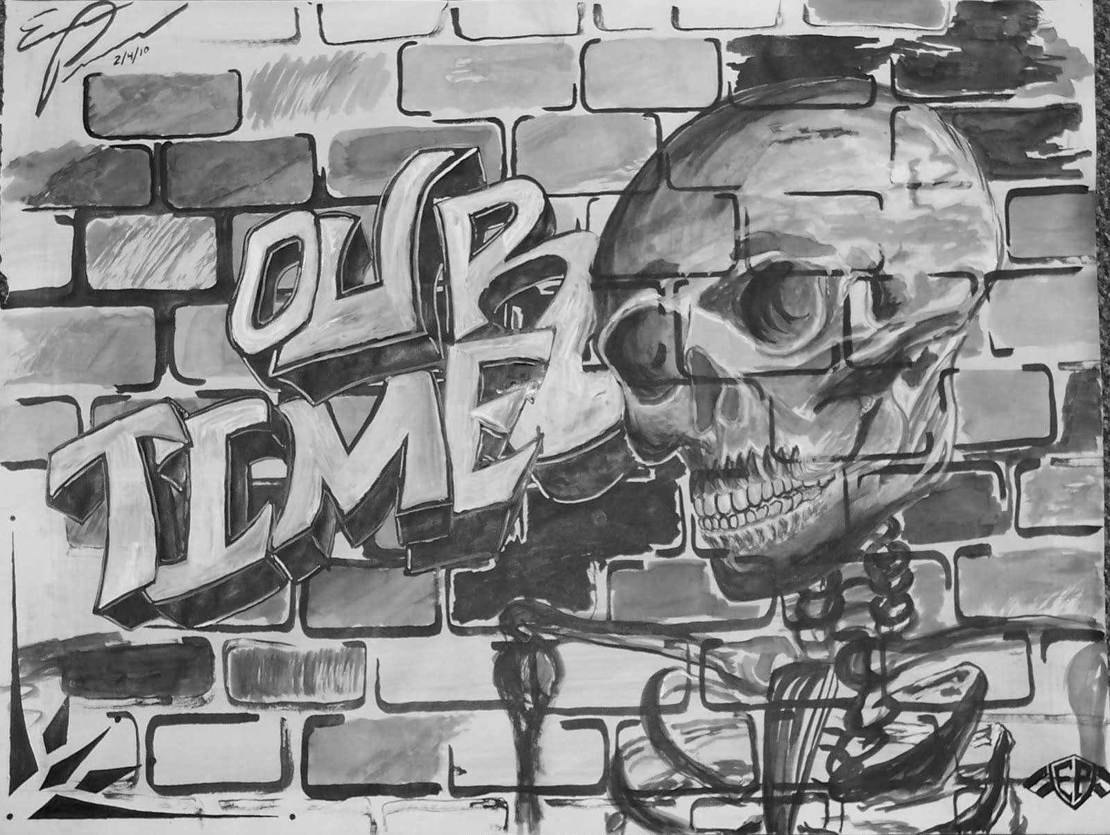 Black And White Graffiti Our Time Background