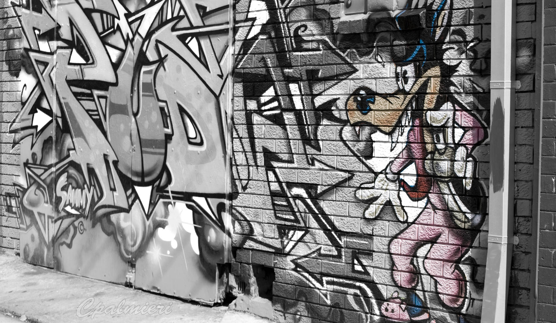 Black And White Graffiti Tags And Cartoons Background