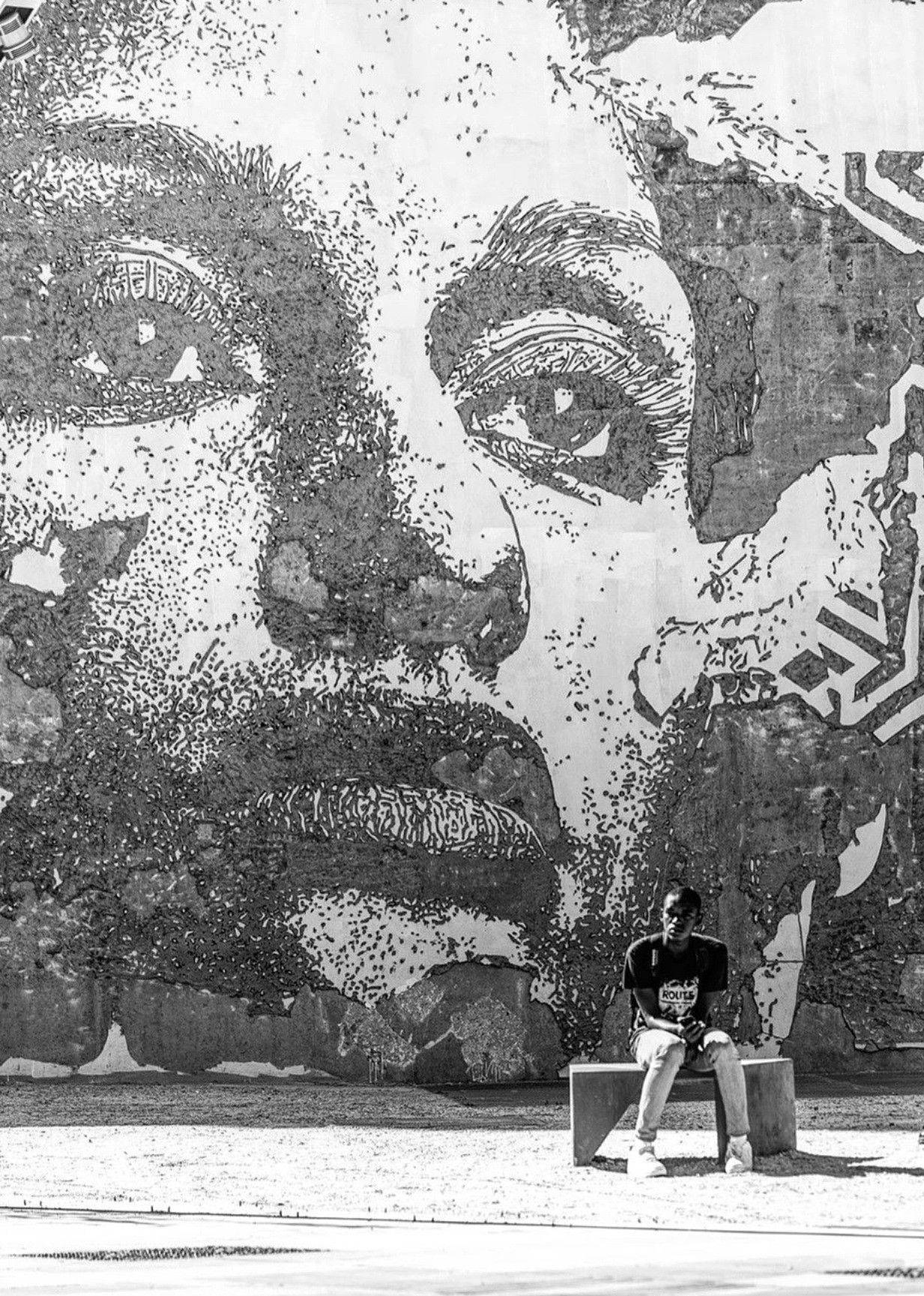 Black And White Graffiti Woman Portrait Background