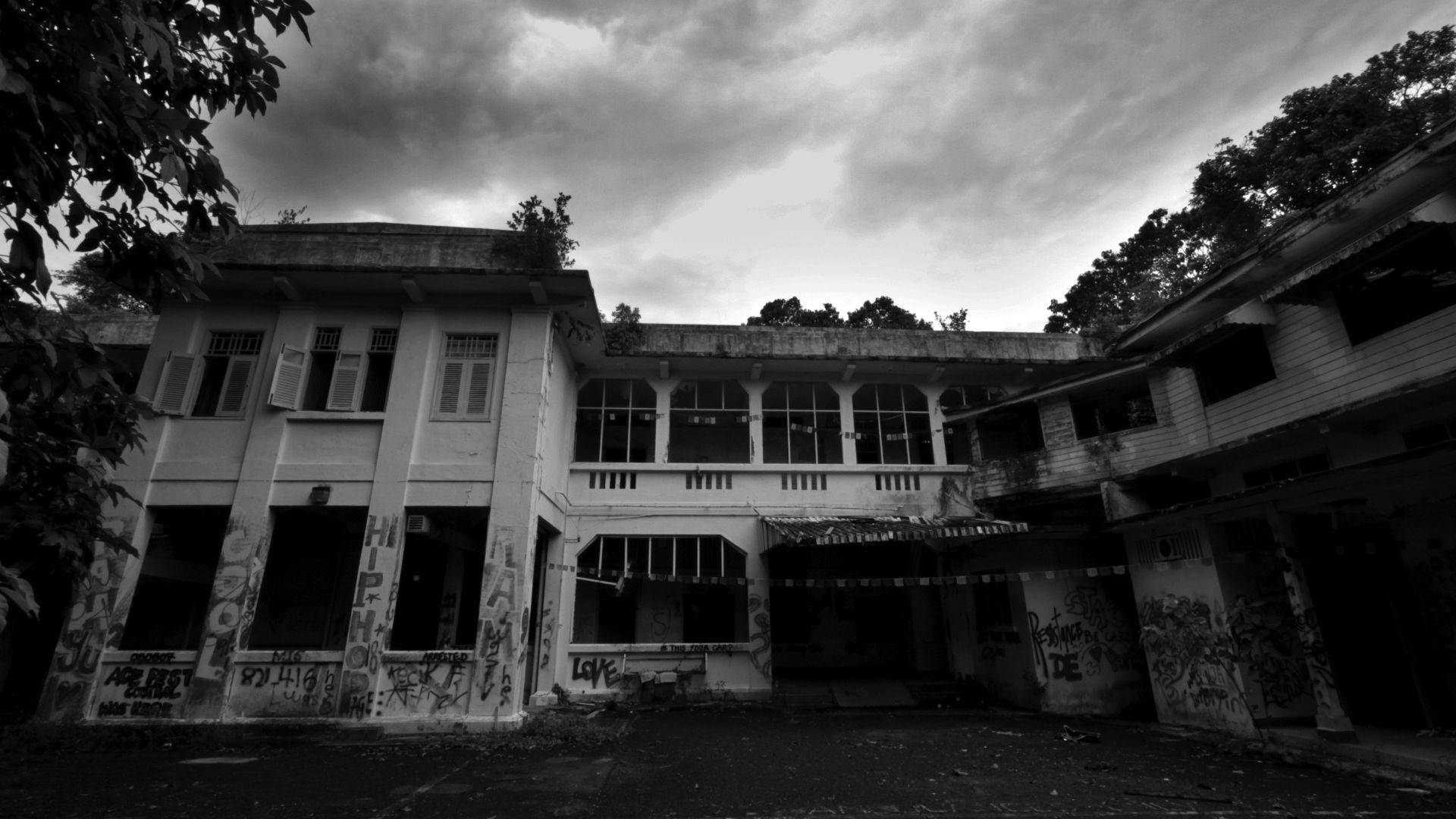 Black And White Haunted House