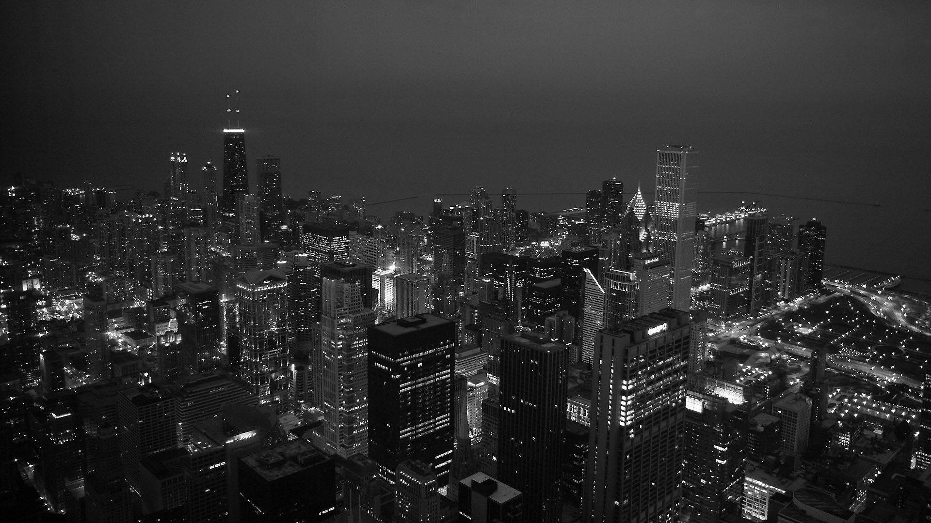 Black And White Hd Night Cityscape Background