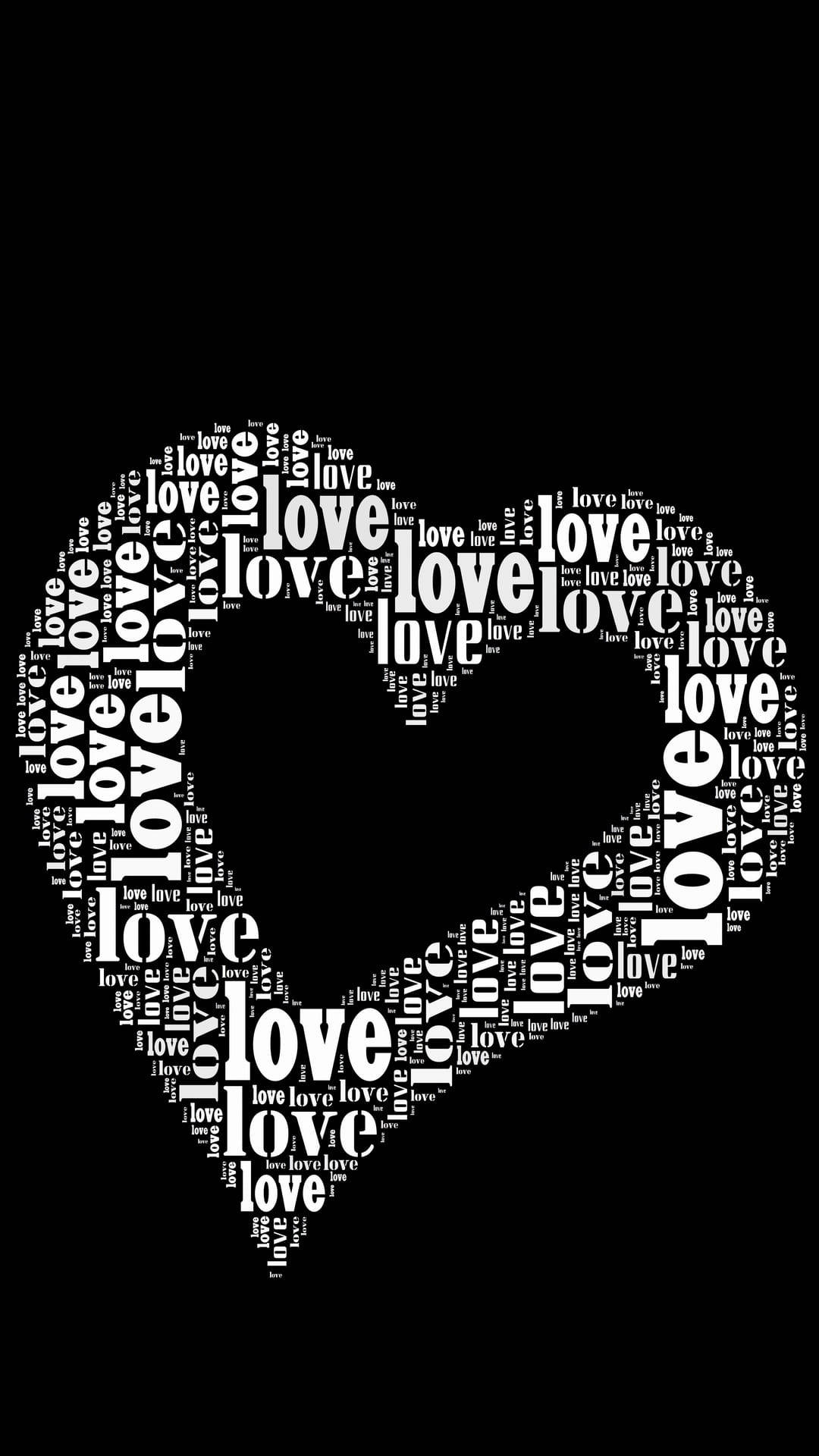 Black And White Heart Love Words Background